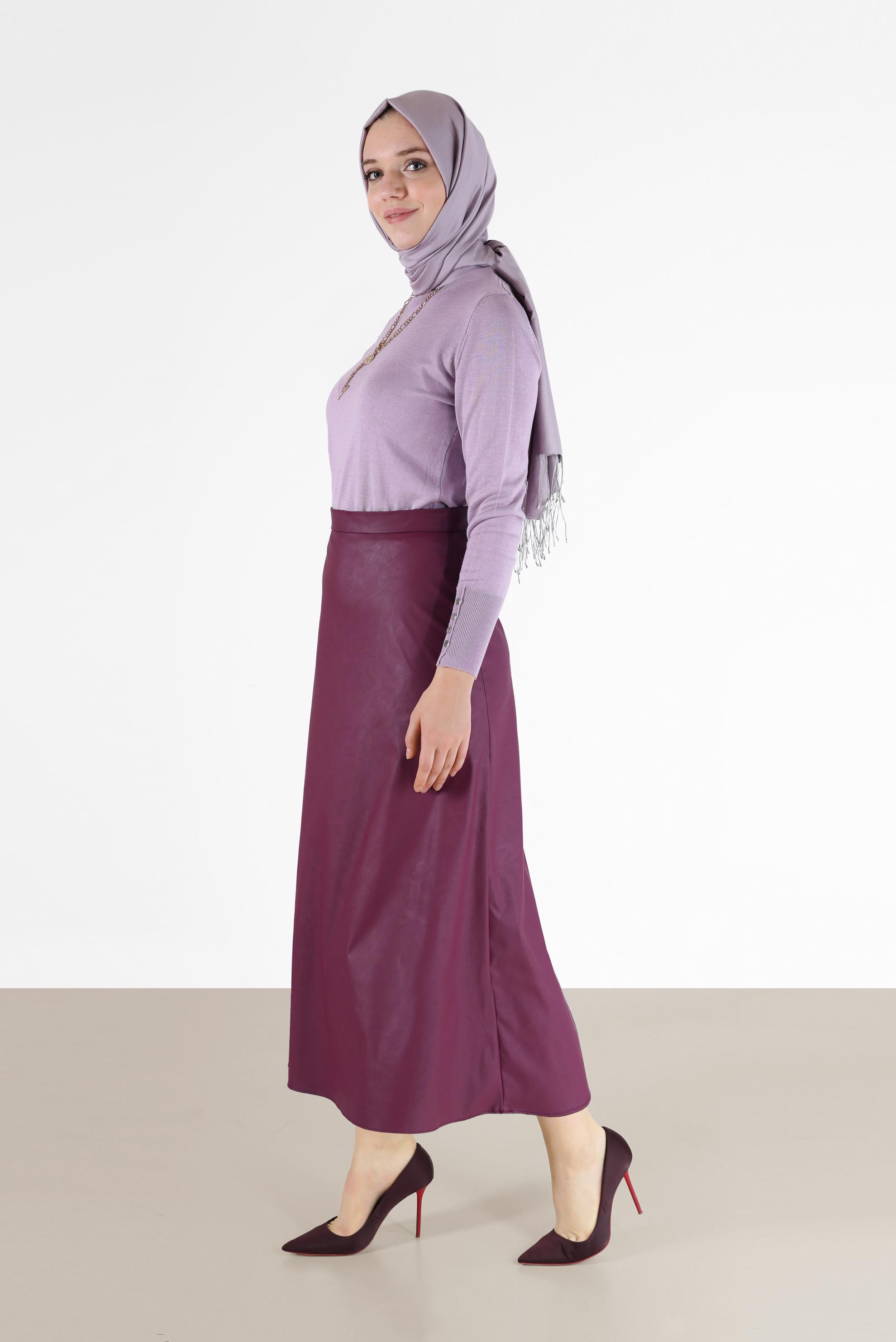 Tesettür giyim BORDO GENİŞ KESİM ETEK 60220 