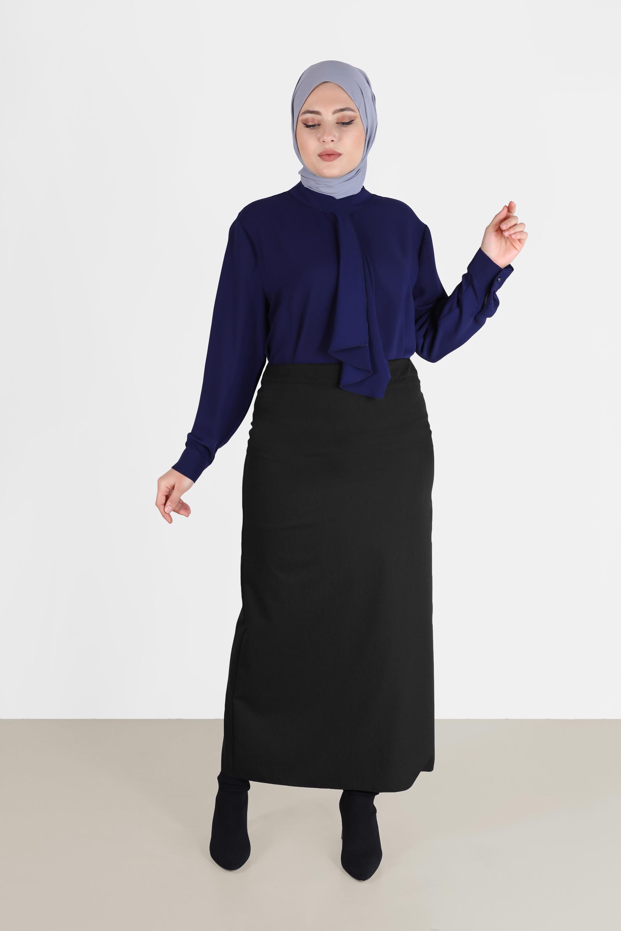 Vêtements hijab NOIR JUPE DROITE AVEC DÉTAIL FENTE 60221