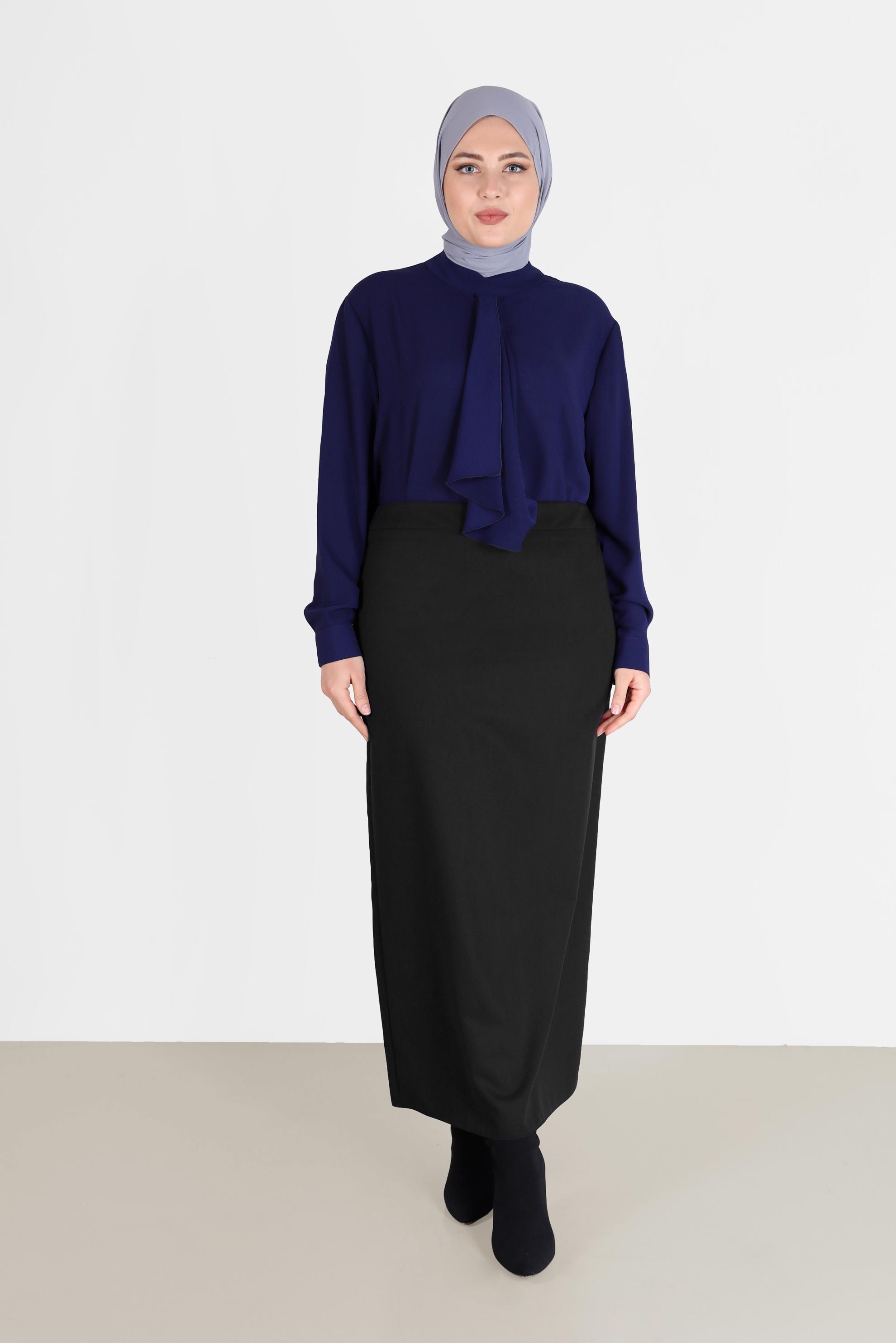 Vêtements hijab NOIR JUPE DROITE AVEC DÉTAIL FENTE 60221