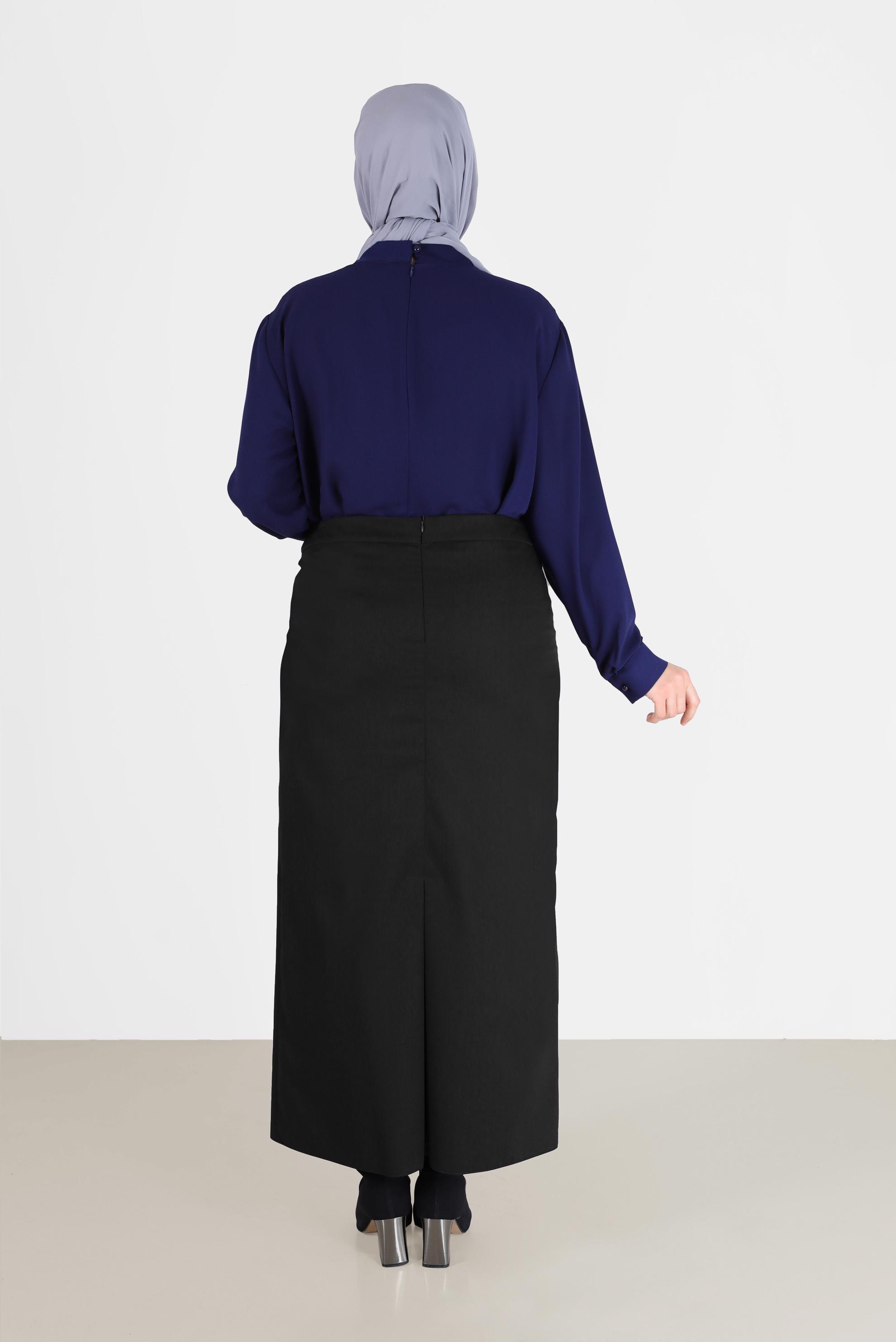 Vêtements hijab NOIR JUPE DROITE AVEC DÉTAIL FENTE 60221