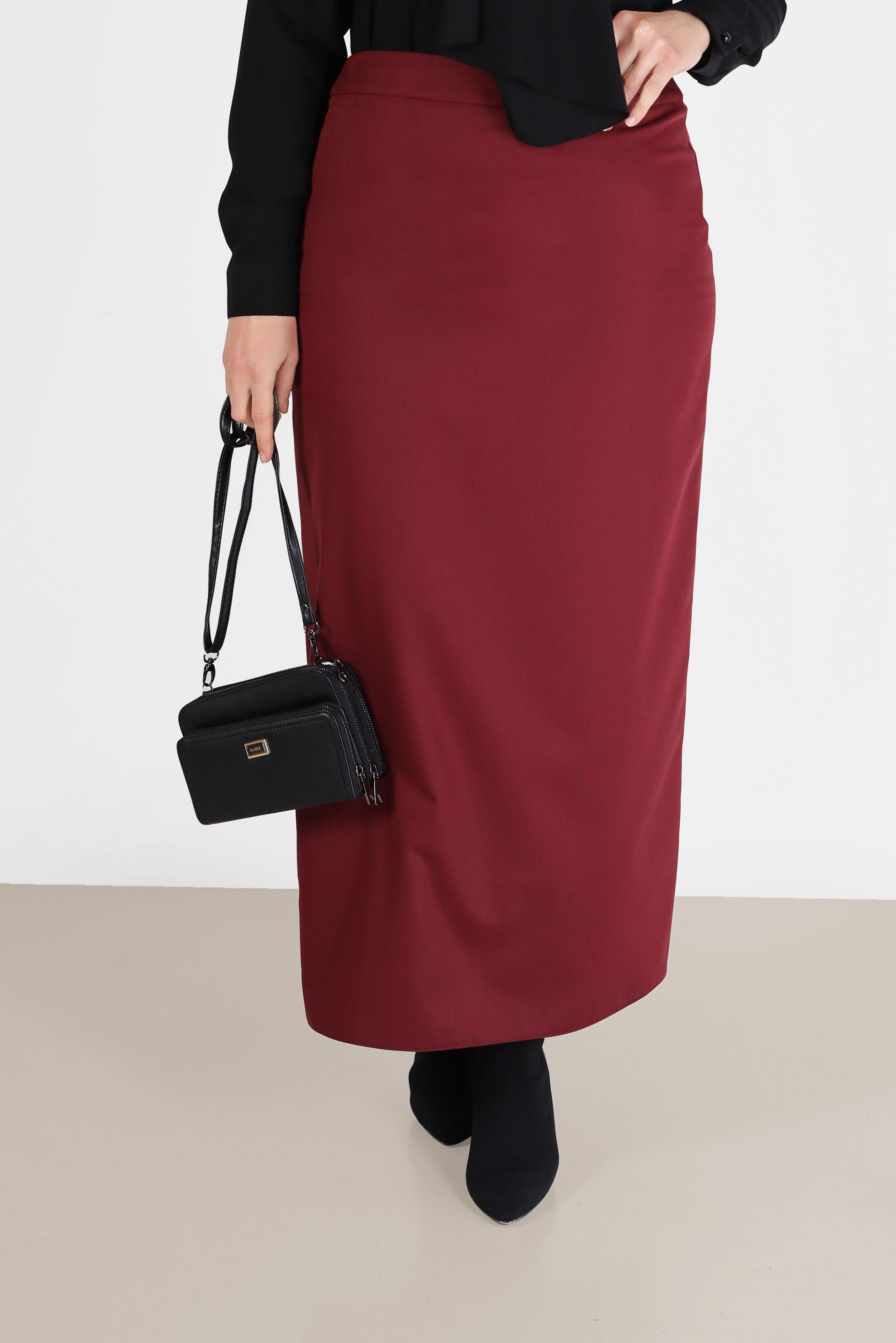 Vêtements hijab ROUGE BORDEAUX JUPE DROITE AVEC DÉTAIL FENTE 60221