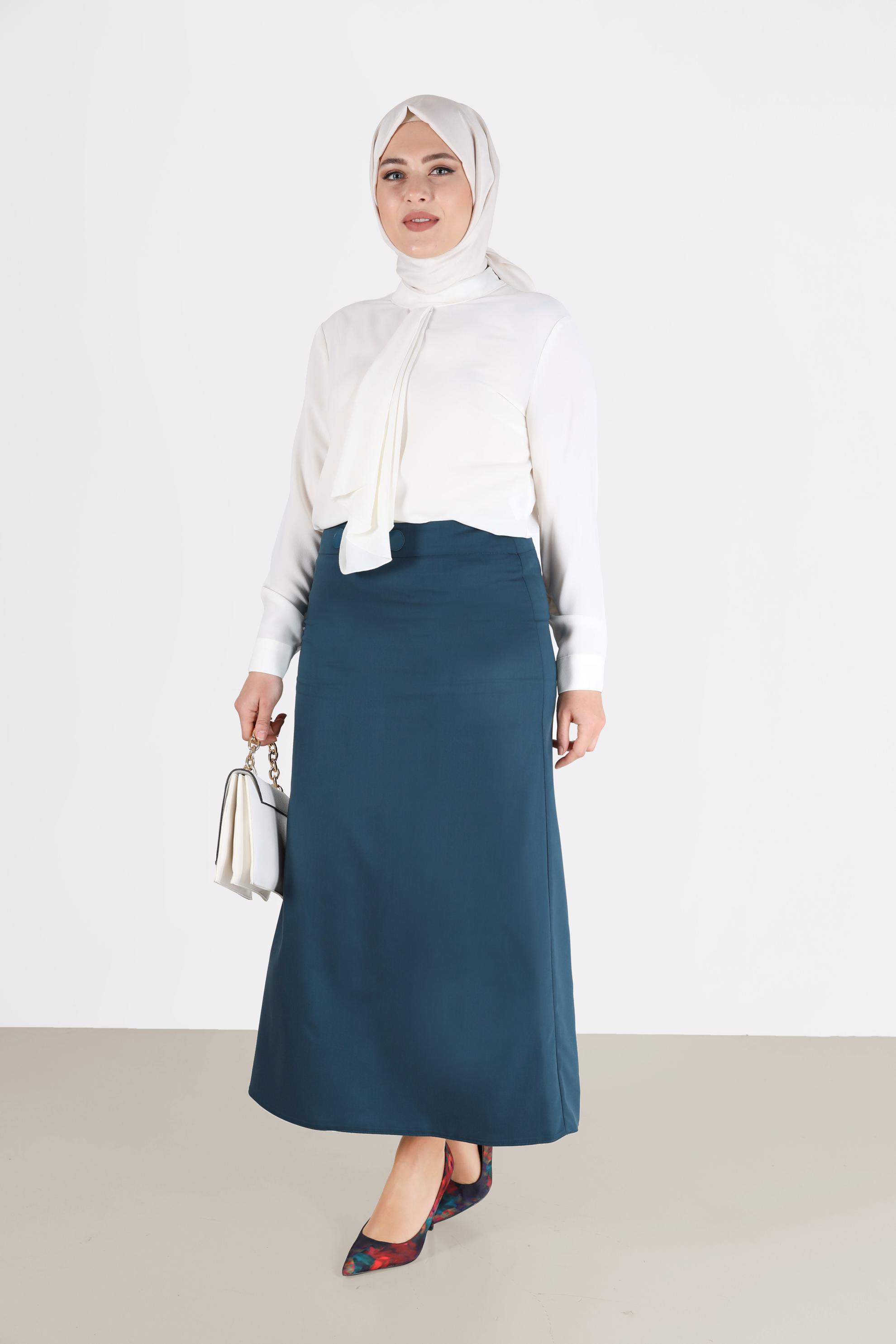 Vêtements hijab VERT JUPE DROITE AVEC DÉTAIL FENTE 60221