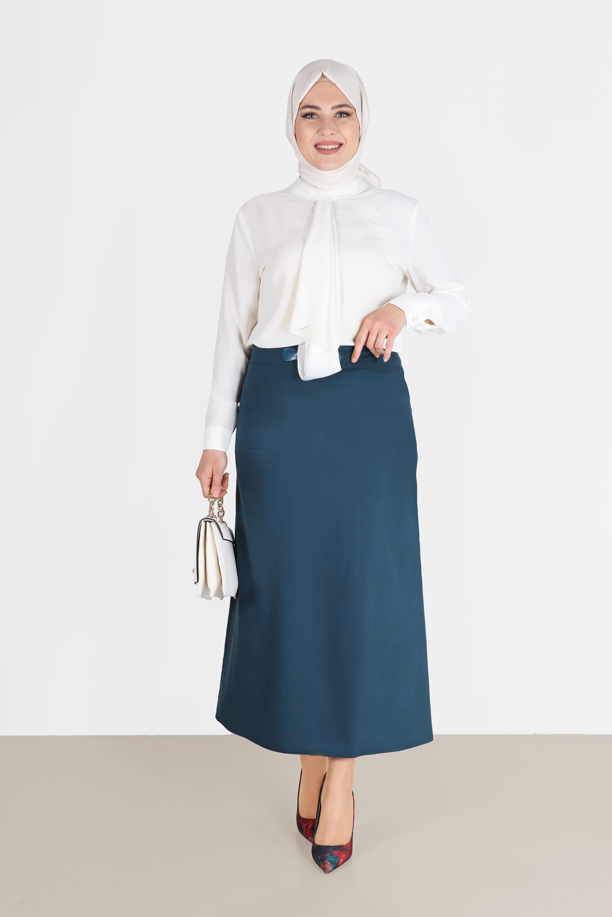 Vêtements hijab VERT JUPE DROITE AVEC DÉTAIL FENTE 60221