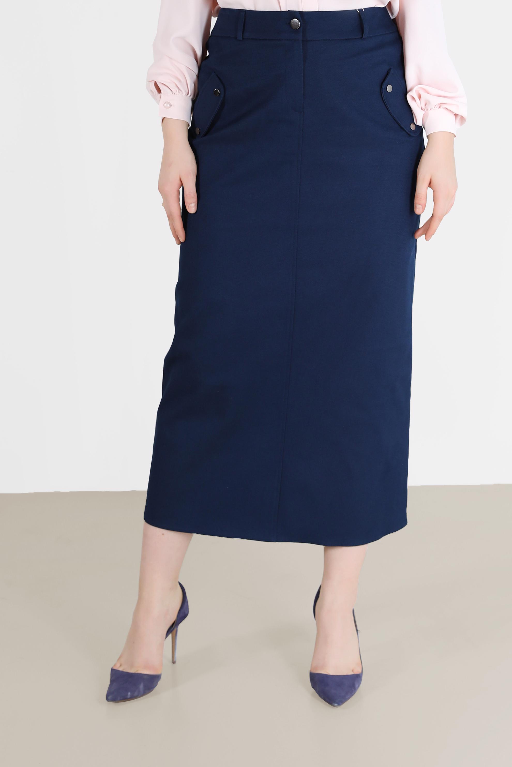 Tesettür giyim LACİVERT FERMUARLI YIRTMAÇ DETAYLI KALEM ETEK 60224 