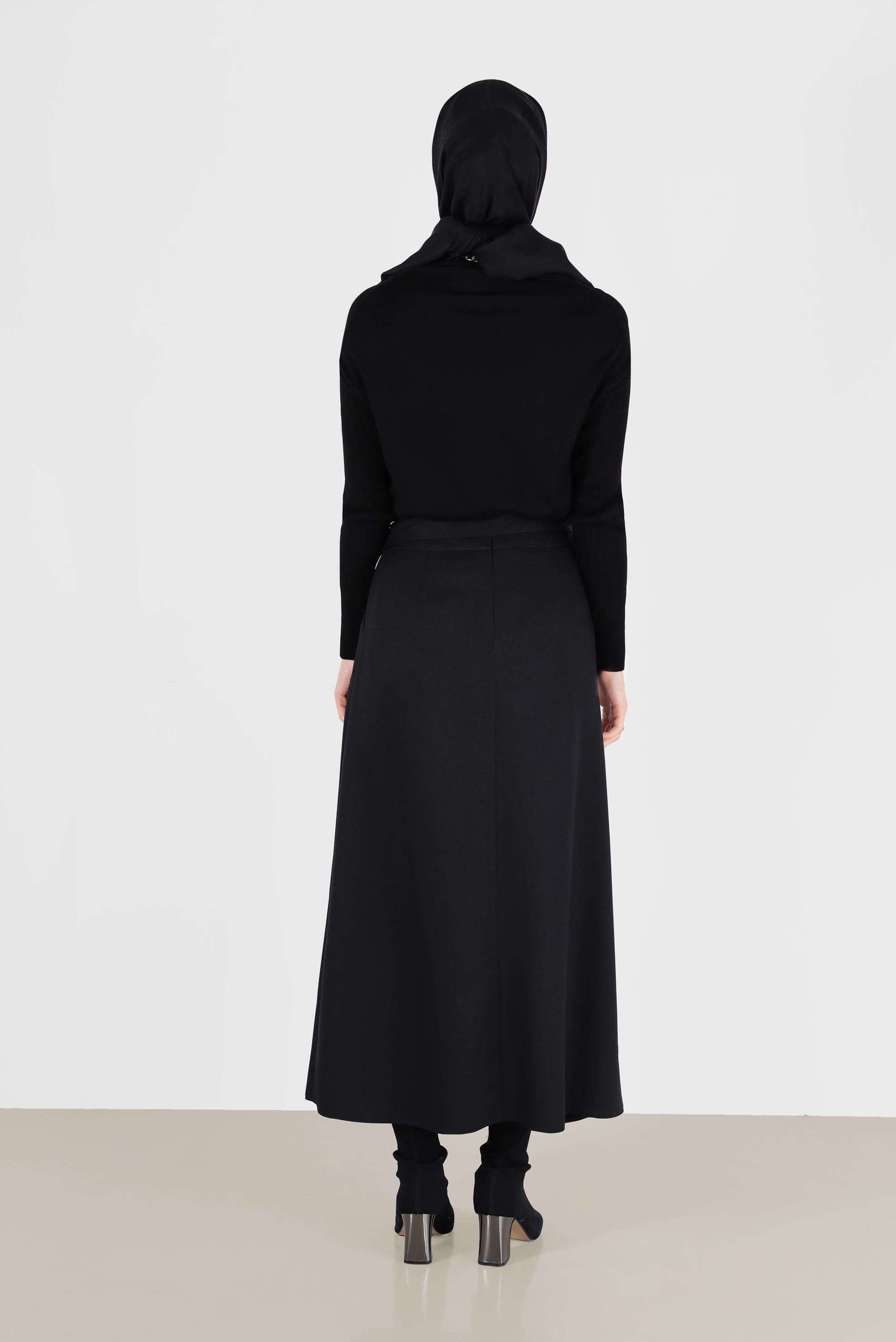 Vêtements hijab NOIR JUPE LARGE COUPE BOUTONNÉE 60225