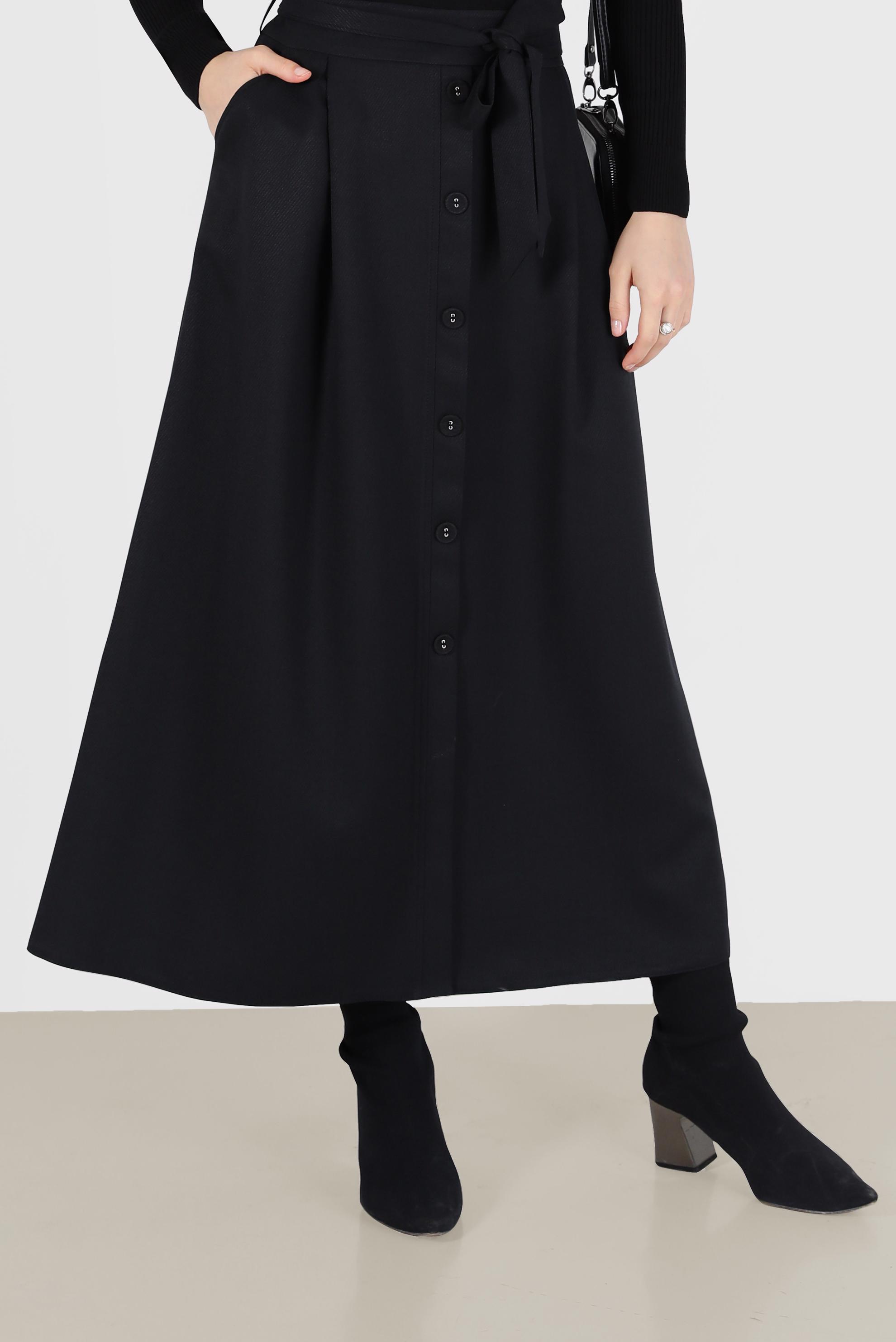 Vêtements hijab NOIR JUPE LARGE COUPE BOUTONNÉE 60225