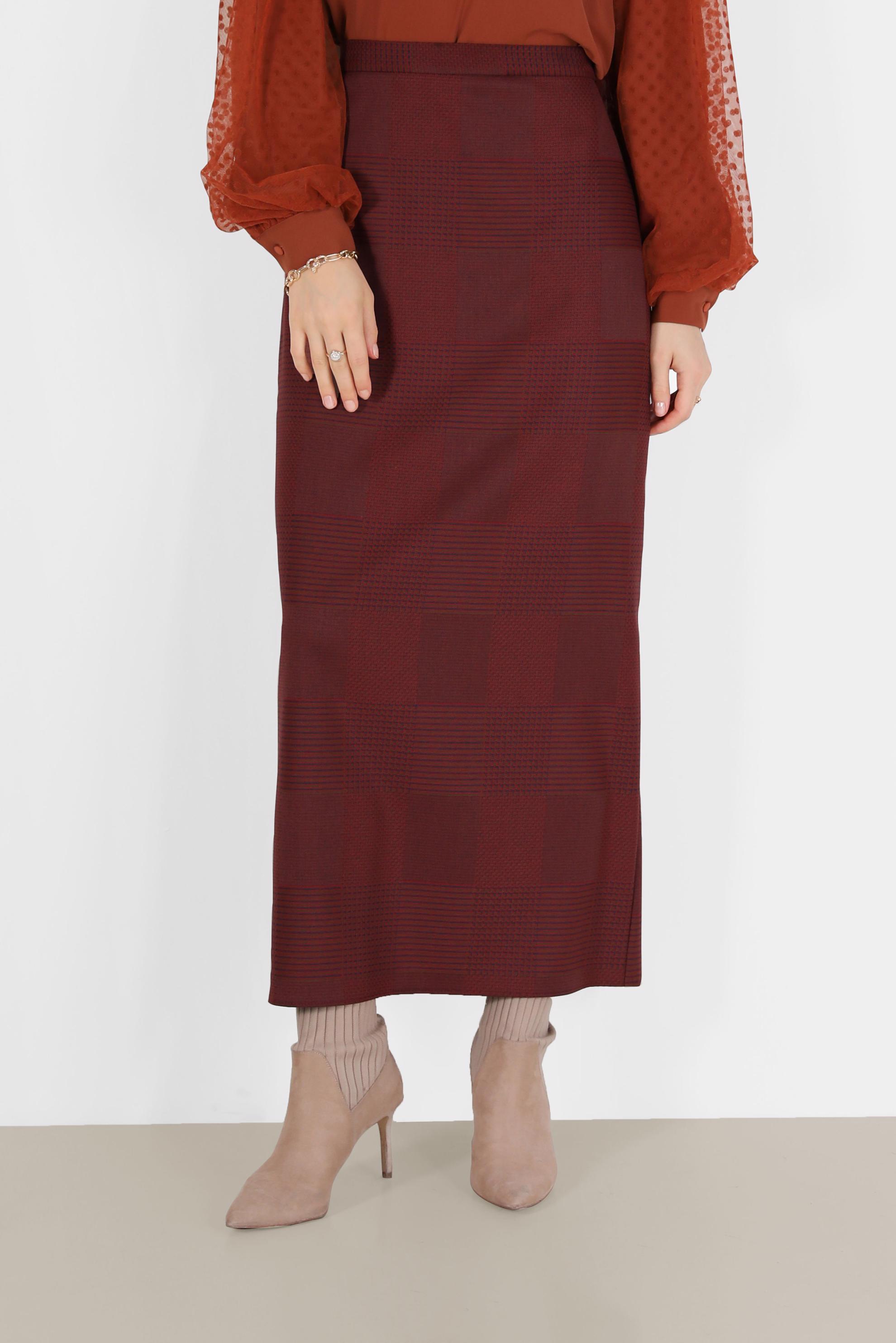 Vêtements hijab ORANGE JUPE CLASSIQUE À CARREAUX 60227