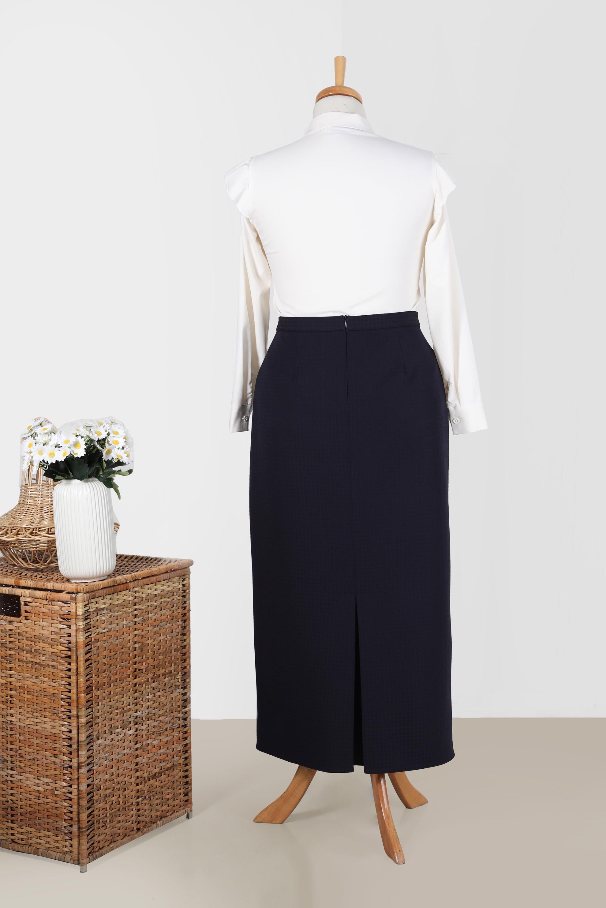 Tesettür giyim LACİVERT DÜZ KESİM ETEK 60229 