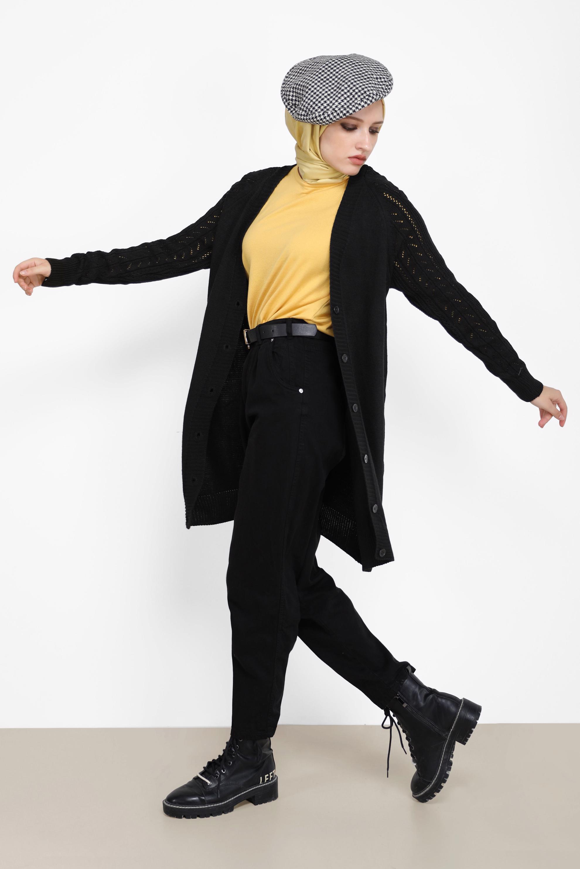 Vêtements hijab NOIR CARDIGAN MAILLE BOUTONS 42064