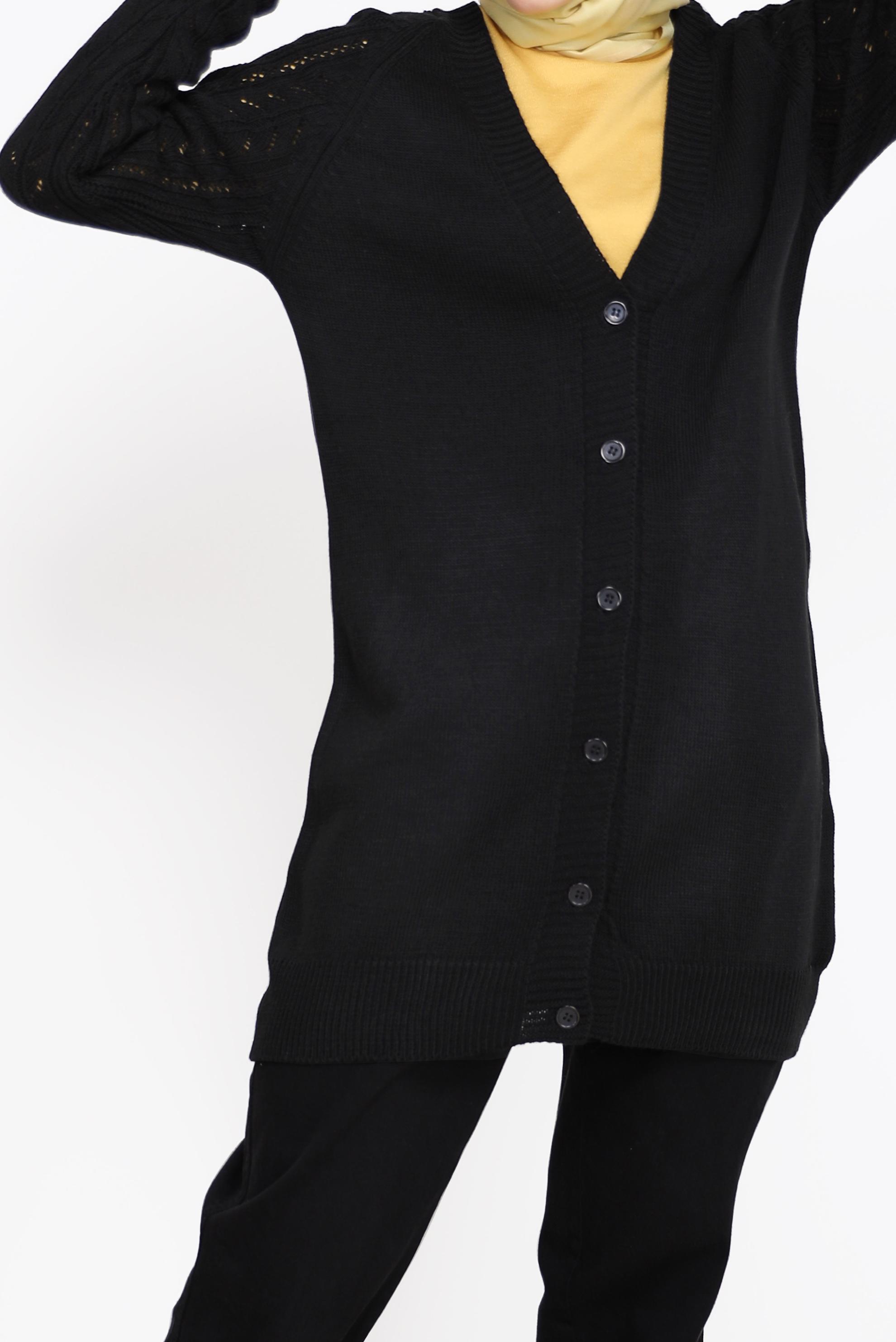 Vêtements hijab NOIR CARDIGAN MAILLE BOUTONS 42064