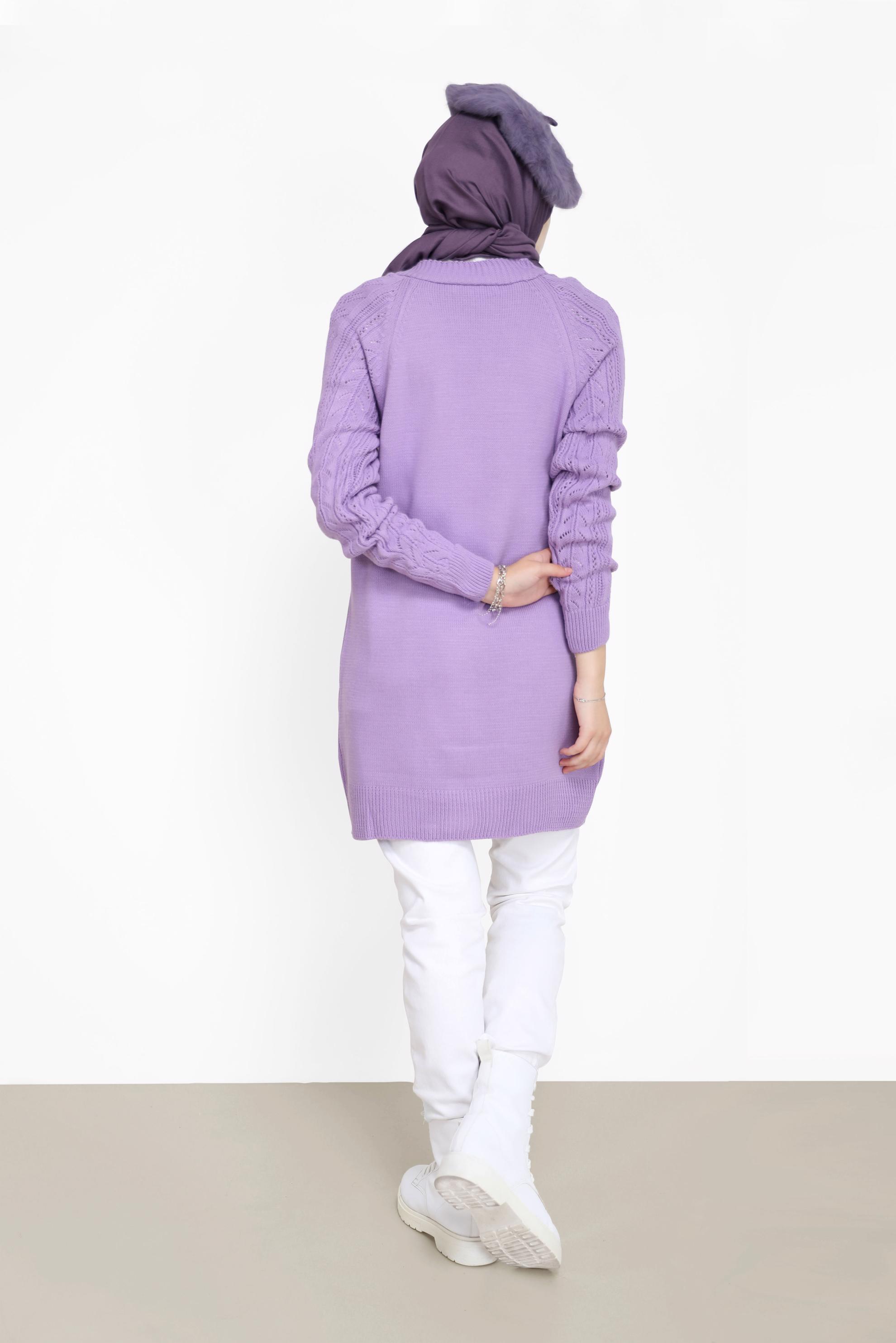 Tesettür giyim MOR DÜĞMELİ TRİKO HIRKA 42064 