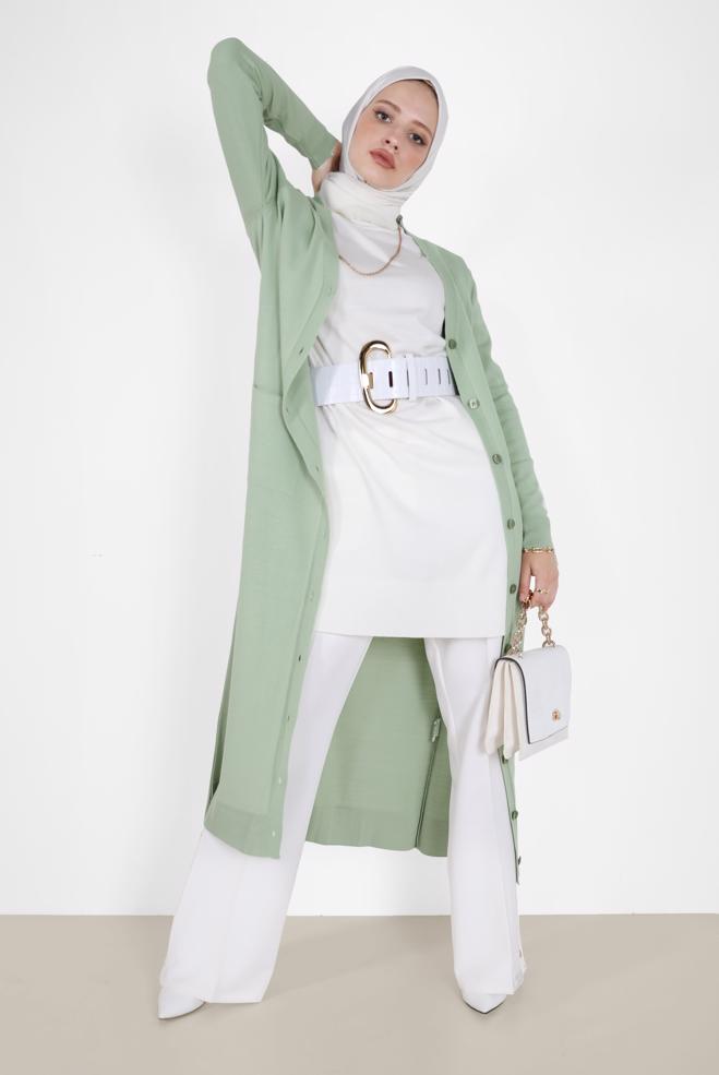 Hijab clothing  Green and White Combination - ALVİNA