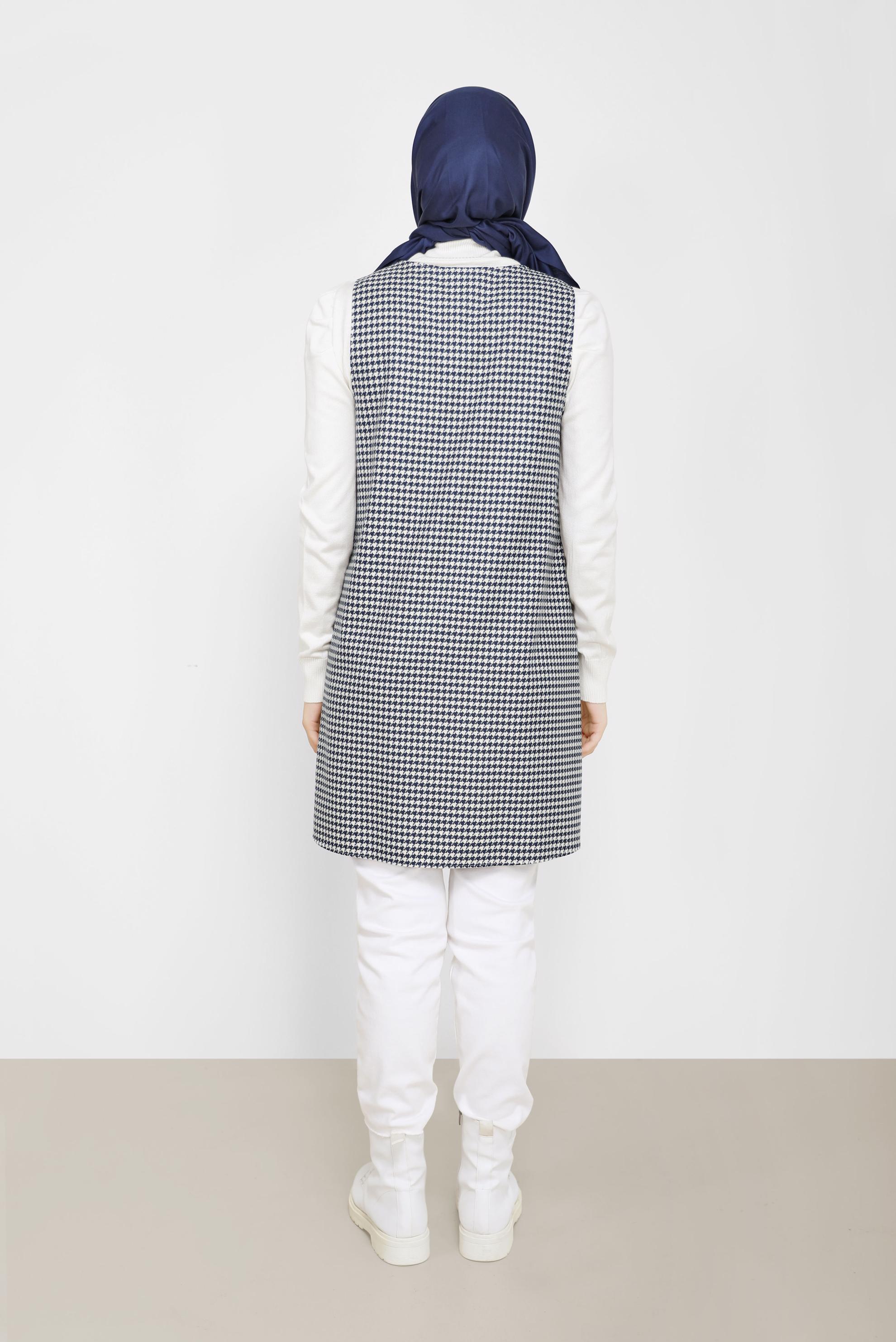 Tesettür giyim LACİVERT KAZAYAĞI DESEN CEP DETAYLI JİLE 42228 