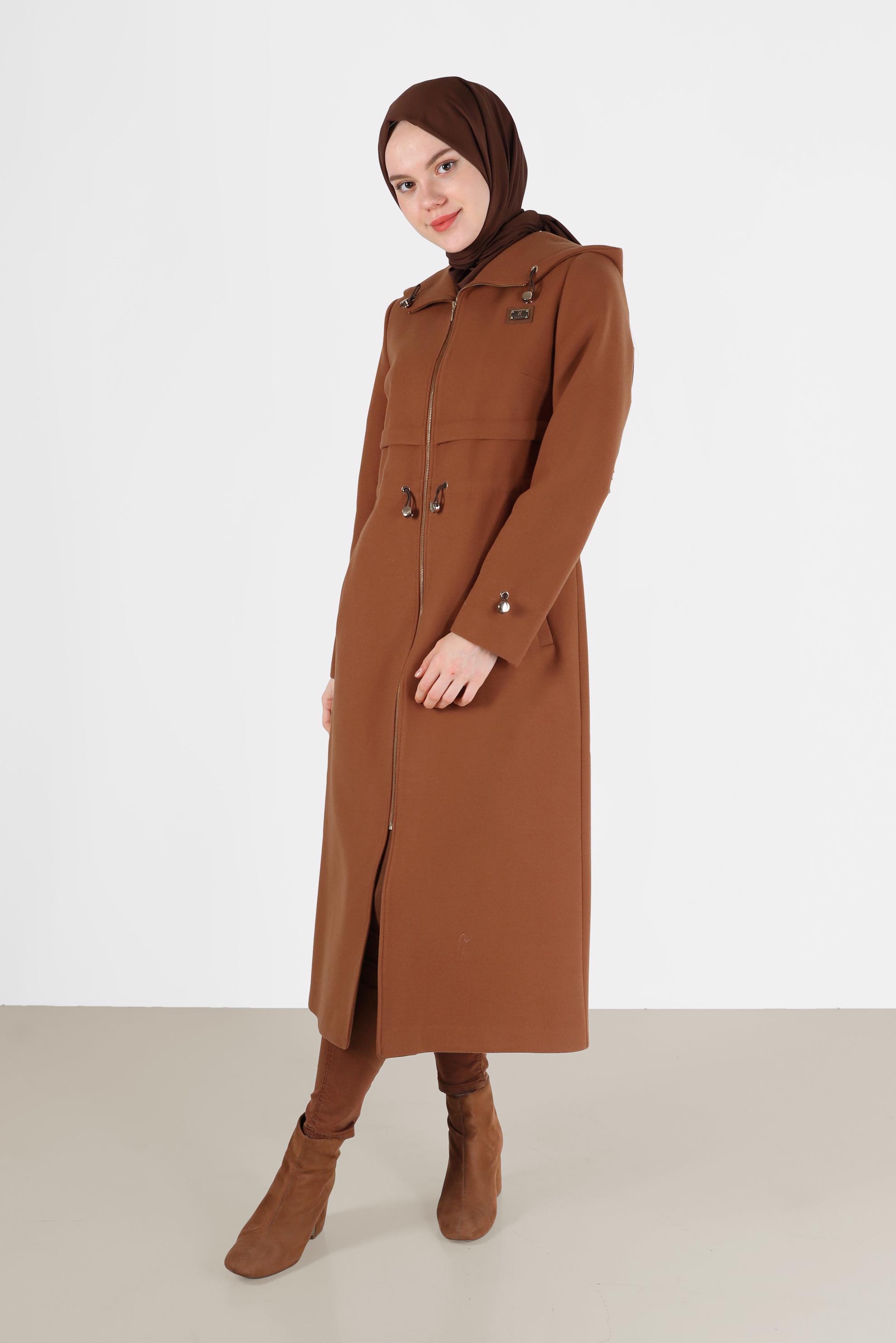 Hijab clothing TABA GATHERED WAIST HOODED COAT 90236 