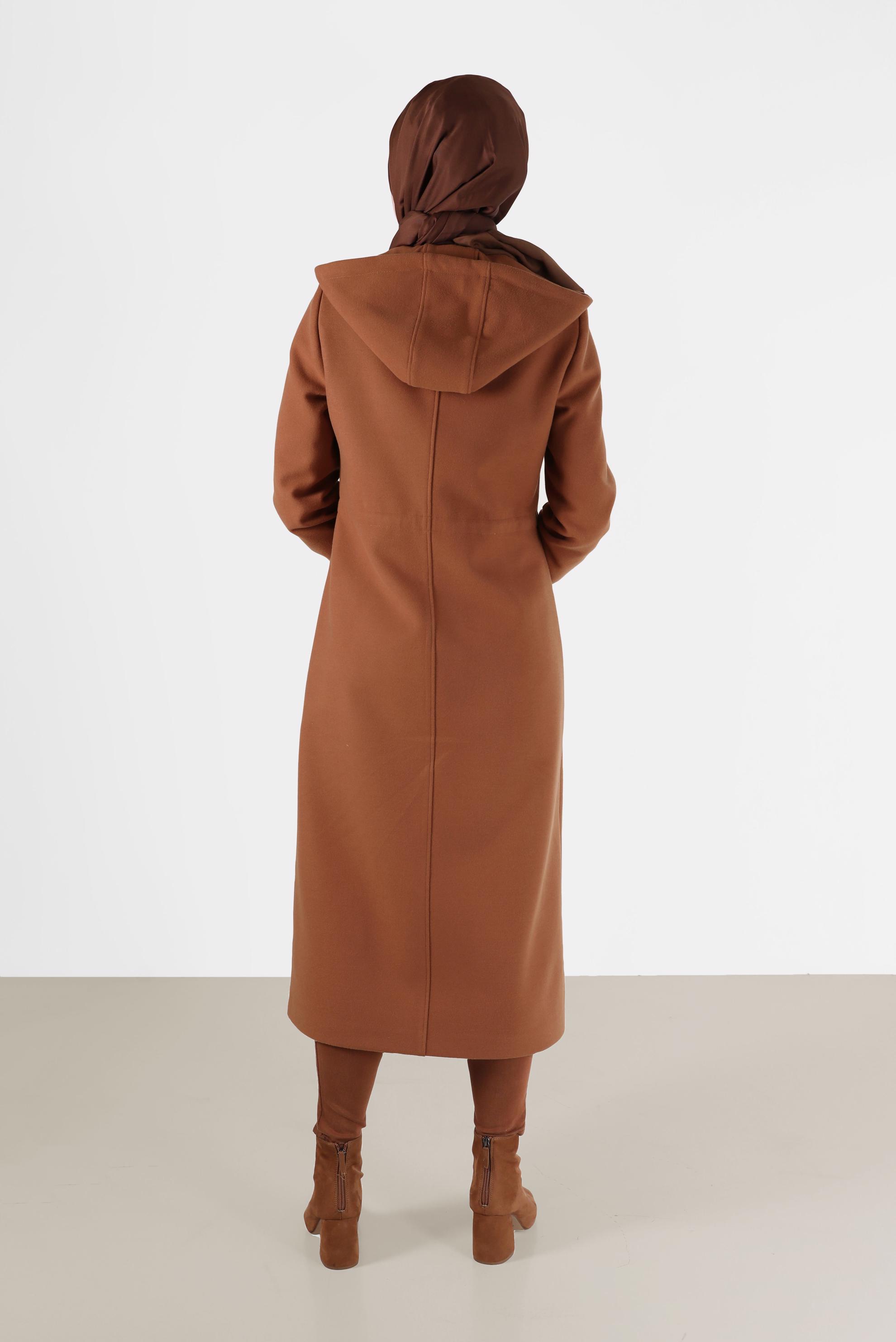 Hijab clothing TABA GATHERED WAIST HOODED COAT 90236 