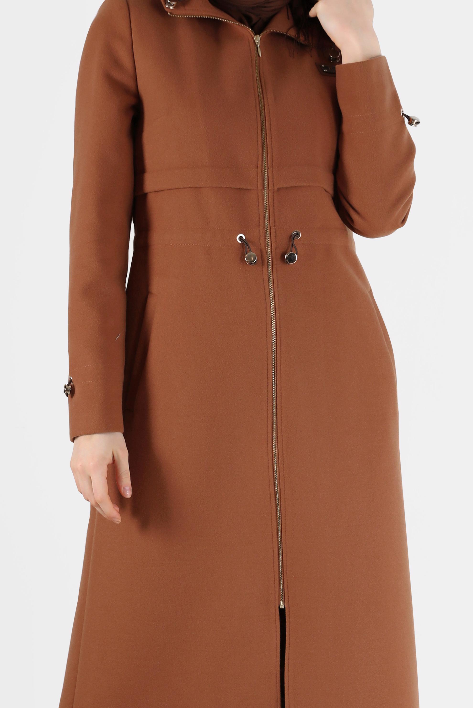 Hijab clothing TABA GATHERED WAIST HOODED COAT 90236 