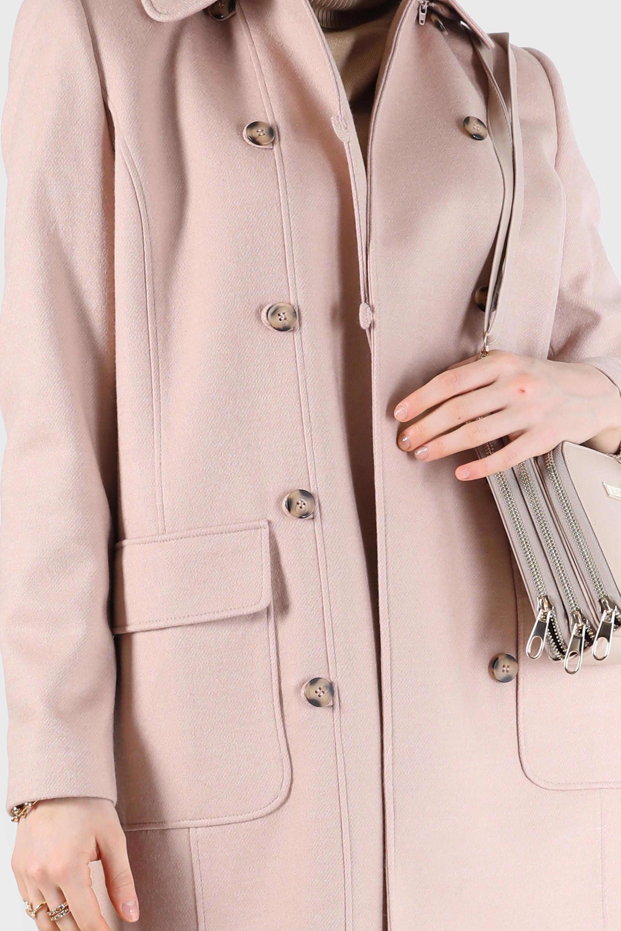 Hijab clothing BEIGE BUTTONED HOODED COAT 90242 