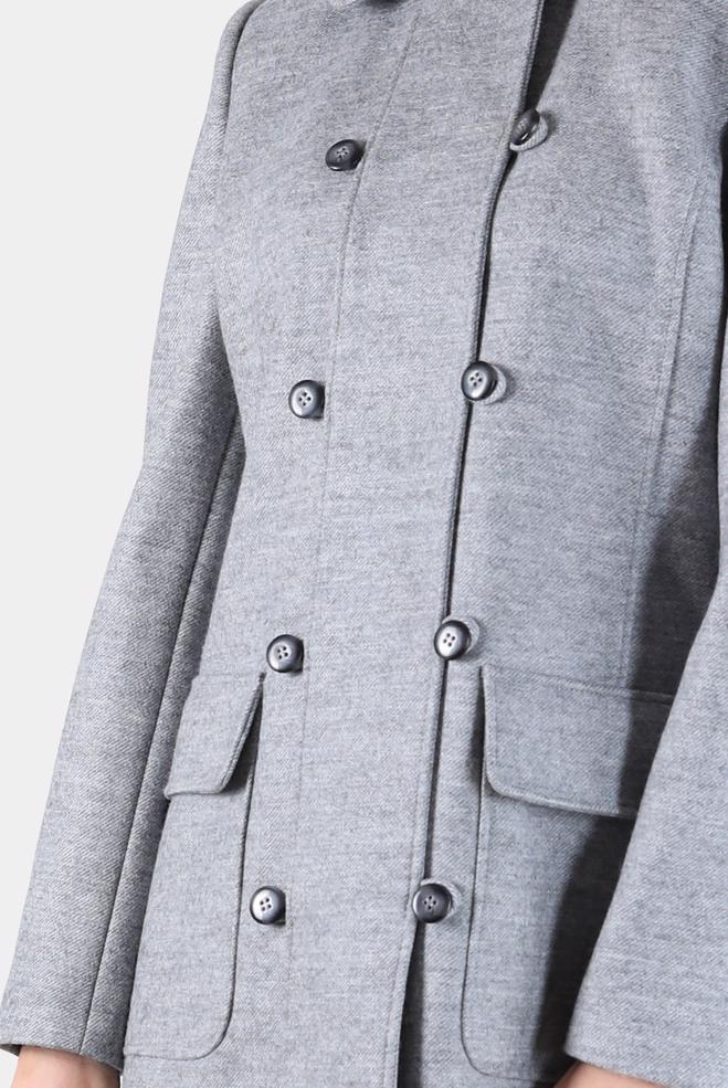 Tesettür giyim GRİ DÜĞMELİ KAPÜŞONLU KABAN 90242  - ALVİNA