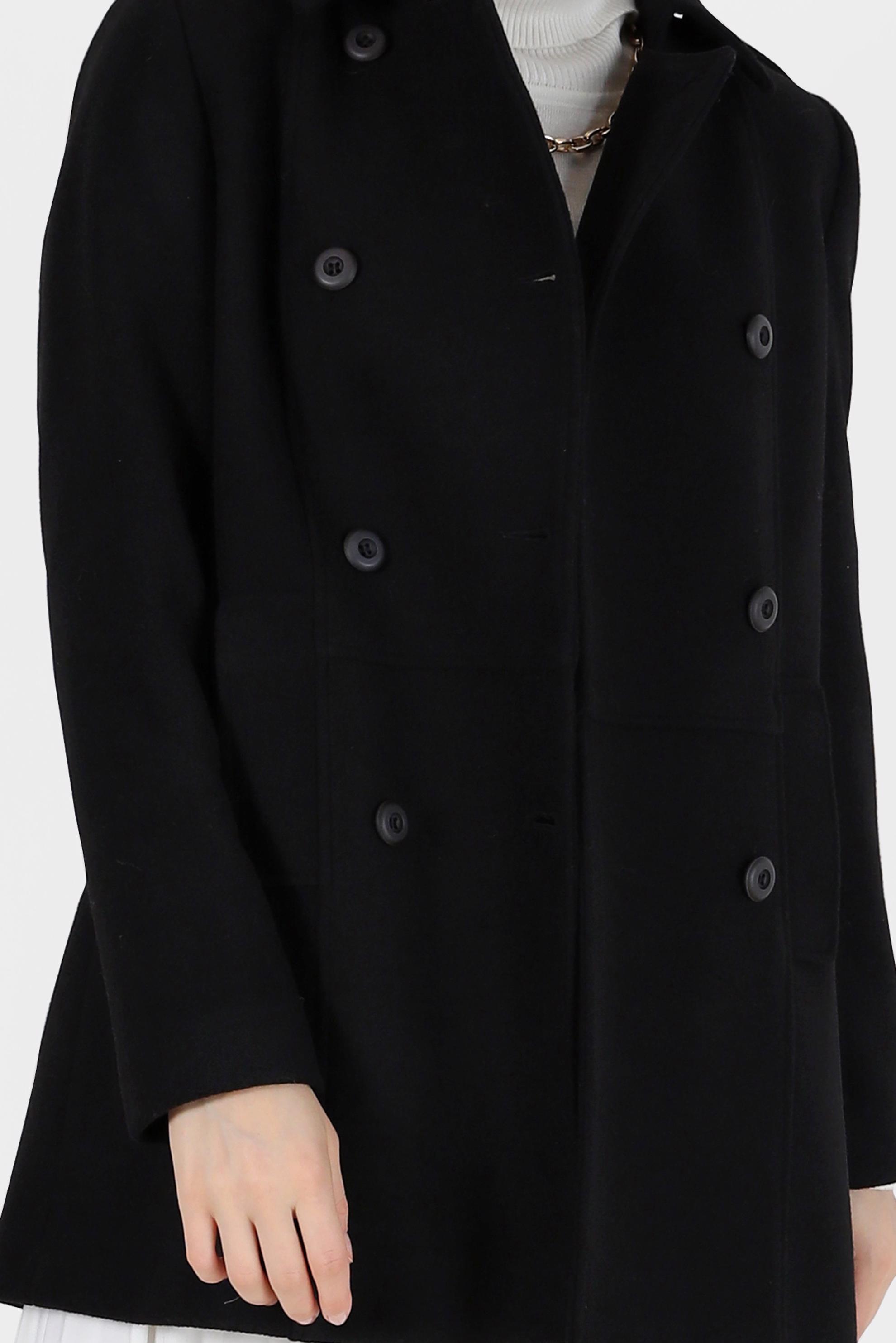 Tesettür giyim SİYAH DÜĞME DETAYLI CEPLİ KAŞE KABAN 90243 