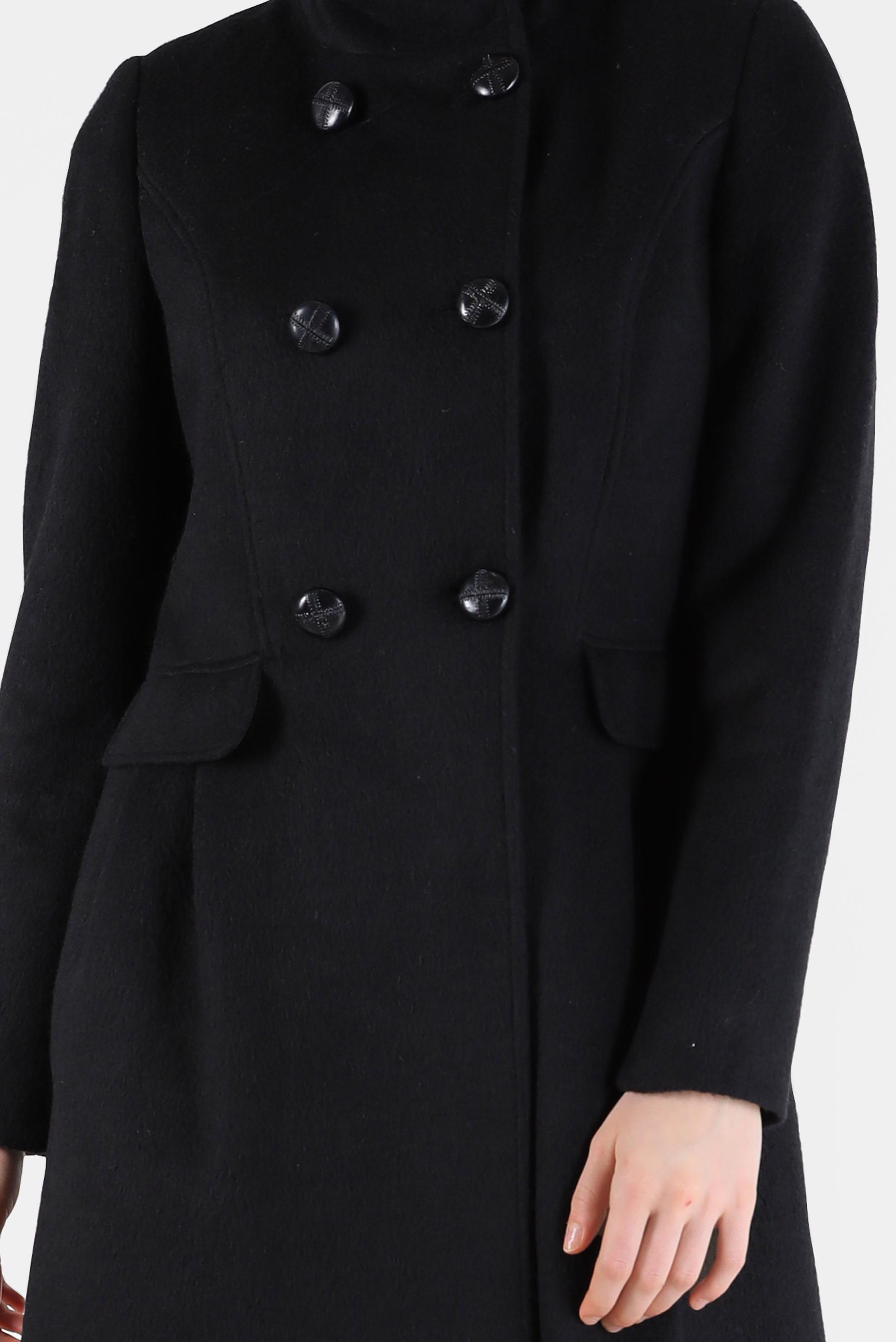 Hijab clothing BLACK BUTTONED POCKET DETAIL COAT 90253 