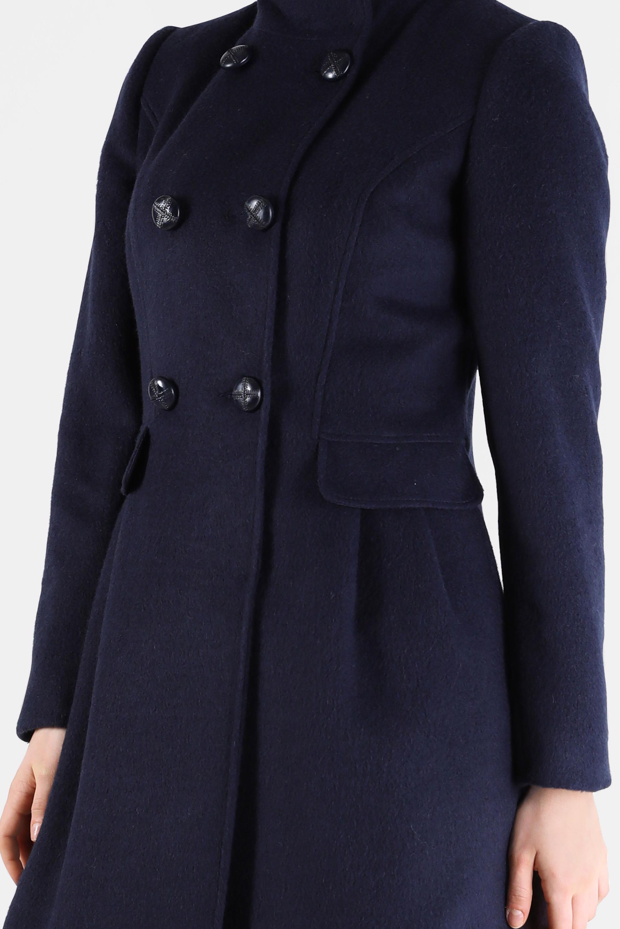 Hijab clothing NAVY BLUE BUTTONED POCKET DETAIL COAT 90253 