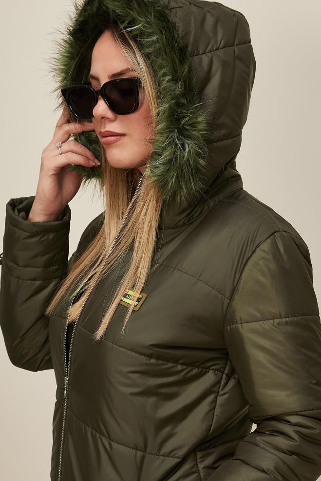 Vêtements hijab KAKI MANTEAU À CAPUCHE 90273 - ALVİNA