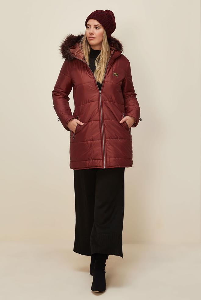 Hijab clothing ORANGE HOODED COAT 90273 - ALVİNA