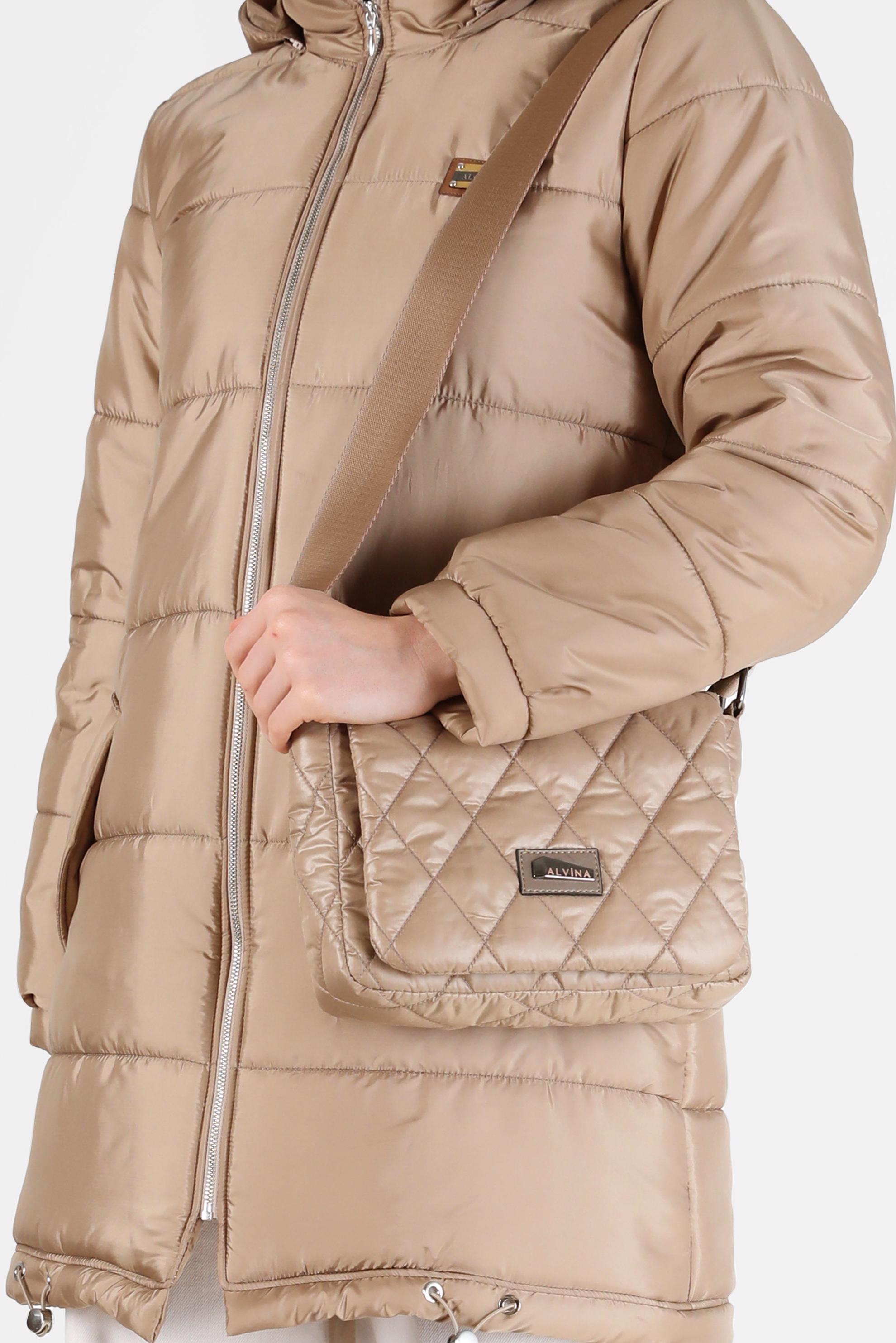 Vêtements hijab BRUN MANTEAU MATELASSÉ À CAPUCHE ET OURLET SMOKING 90275