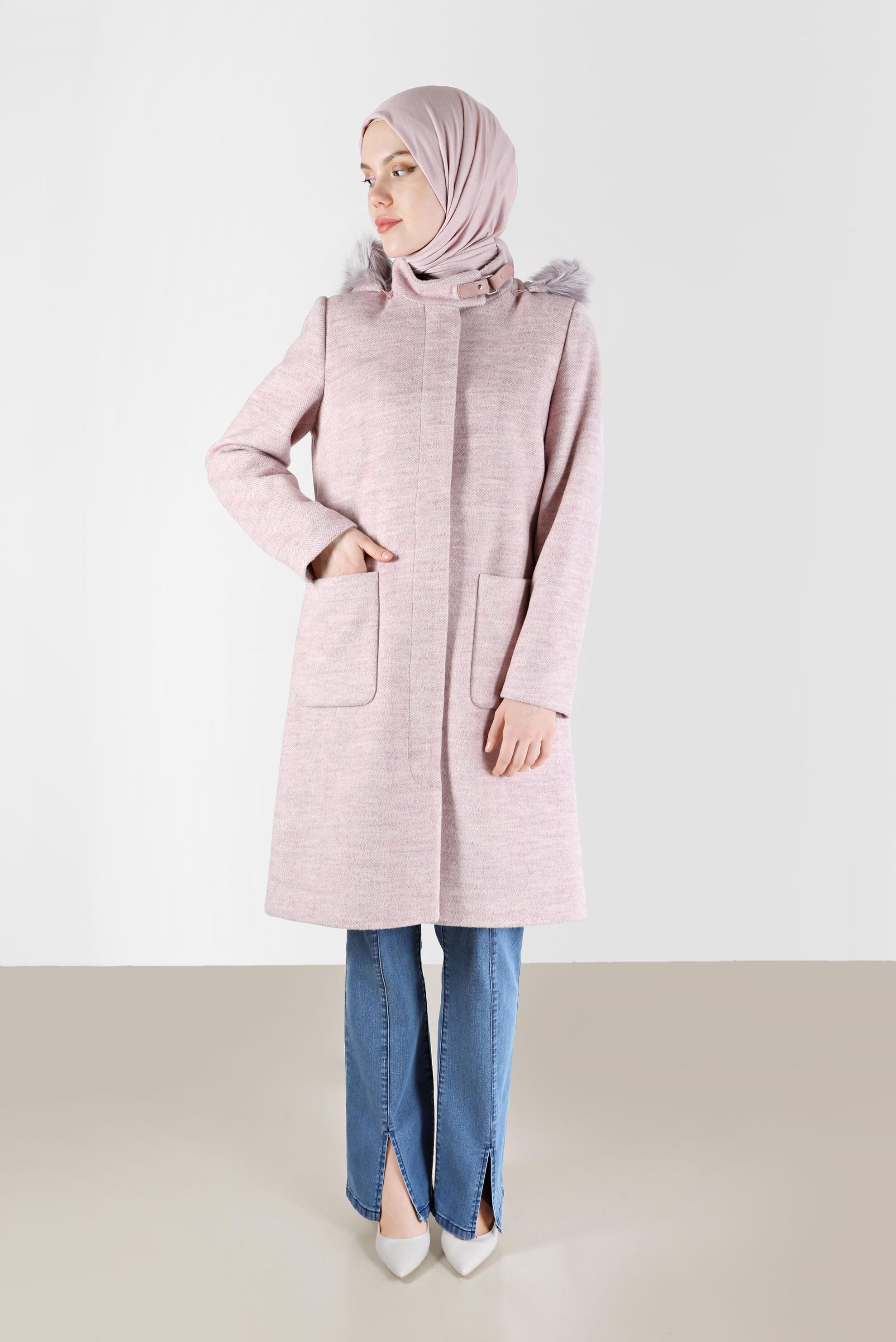 Vêtements hijab POUDRE MANTEAU EN MAILLE À CHEVRONS AVEC POCHE 90281