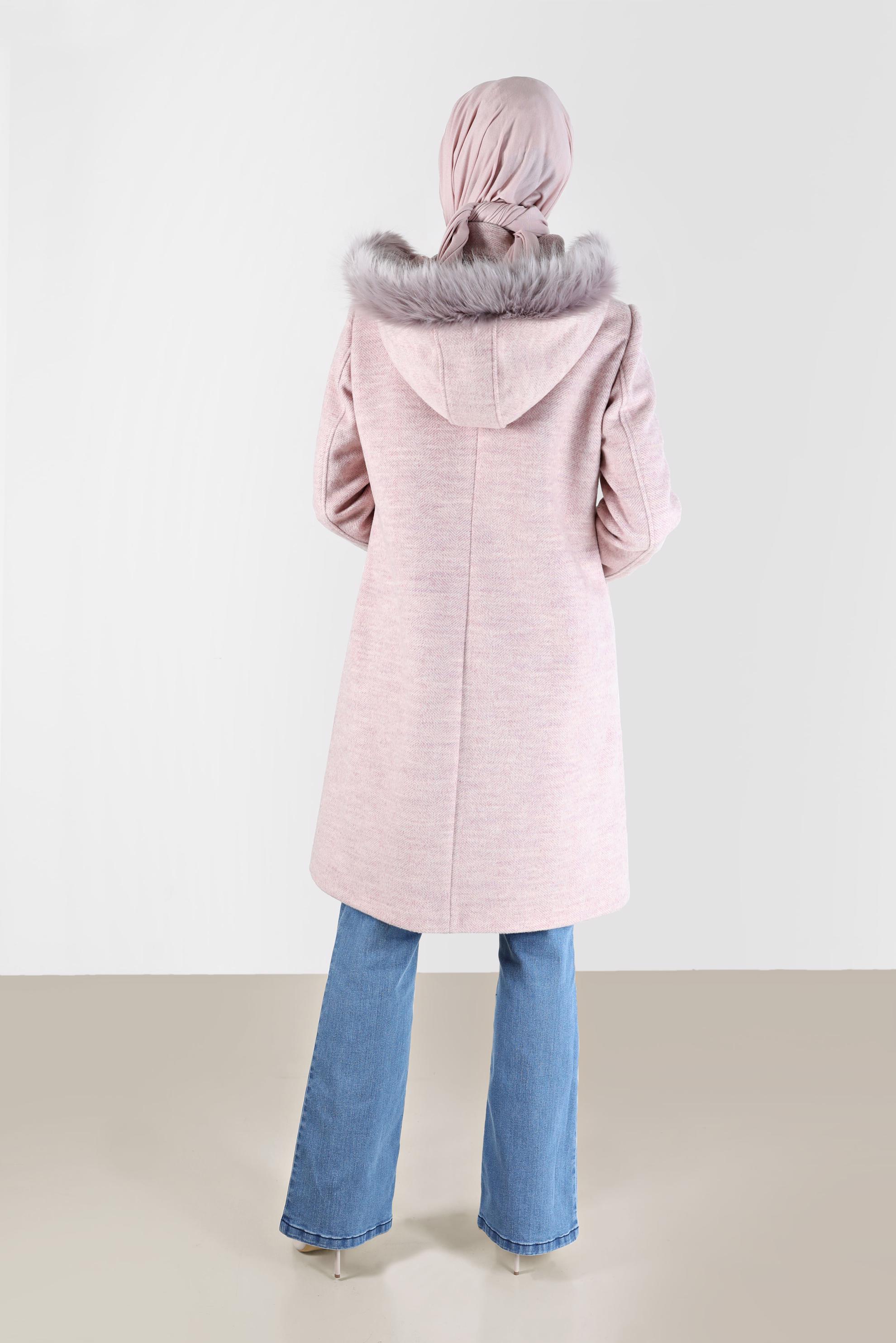 Vêtements hijab POUDRE MANTEAU EN MAILLE À CHEVRONS AVEC POCHE 90281