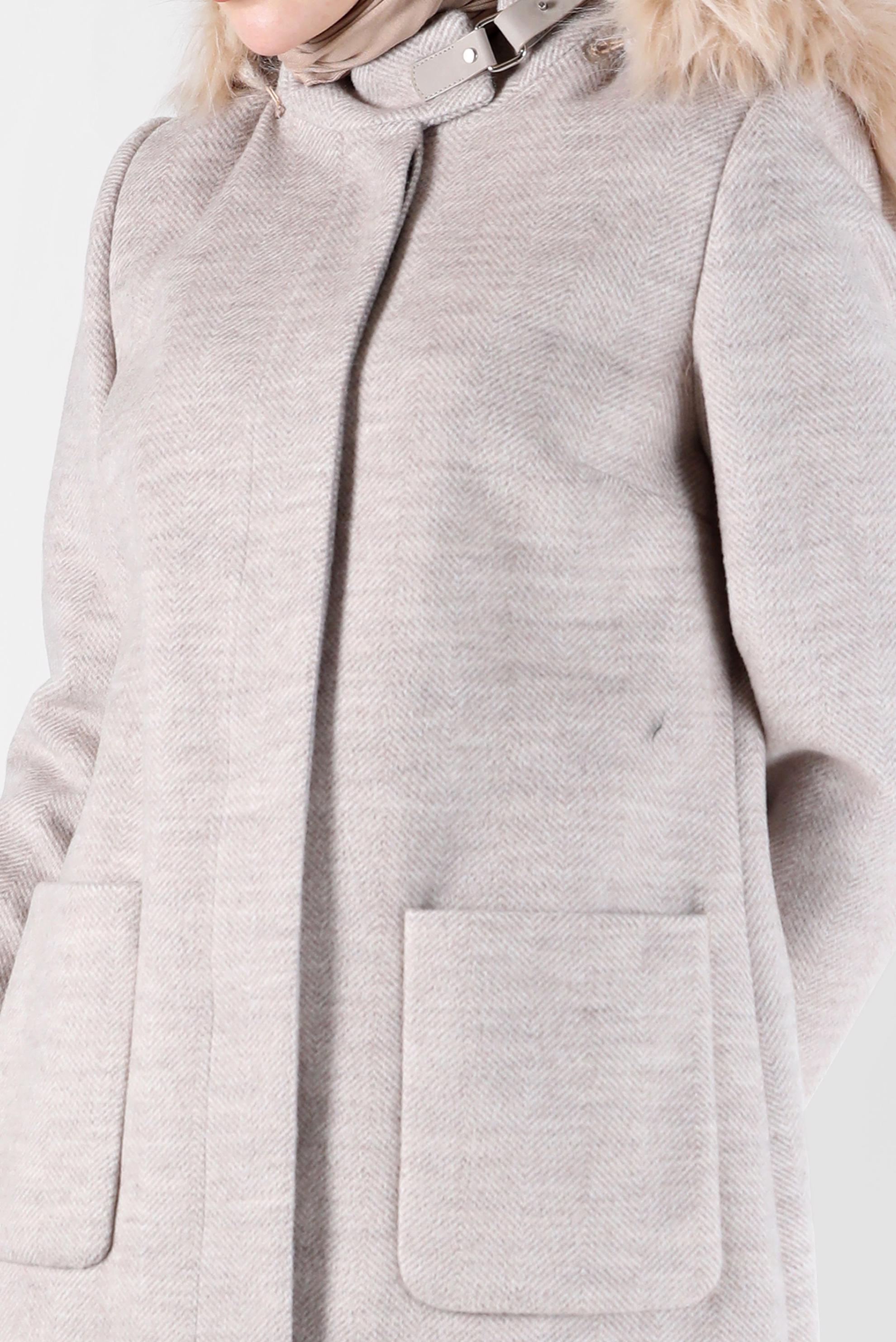 Vêtements hijab BEIGE MANTEAU EN MAILLE À CHEVRONS AVEC POCHE 90281