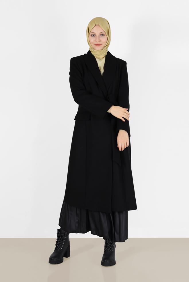 Hijab clothing  BELTED DOUBLE BREASTED COAT 90285  - ALVİNA