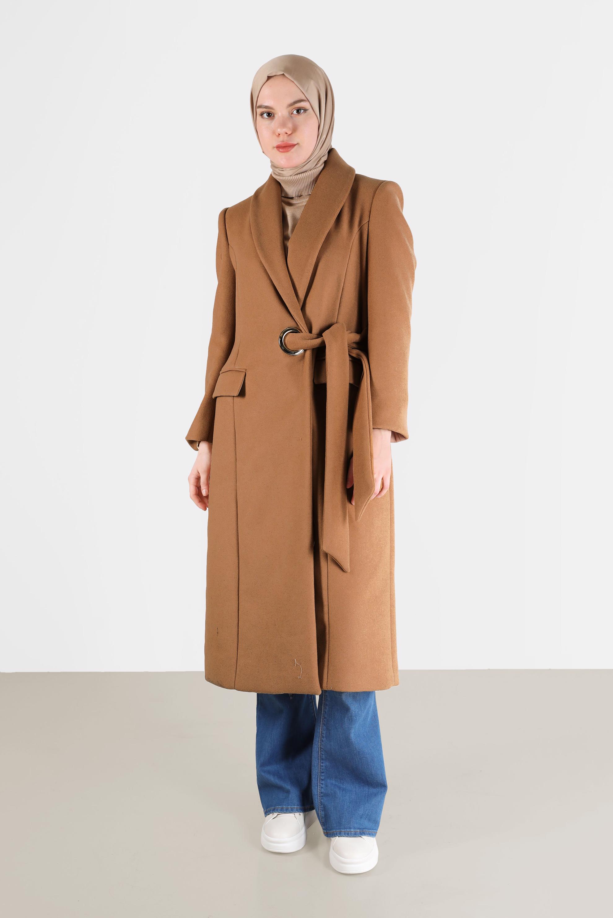 Hijab clothing TABA BELTED DOUBLE BREASTED COAT 90285 