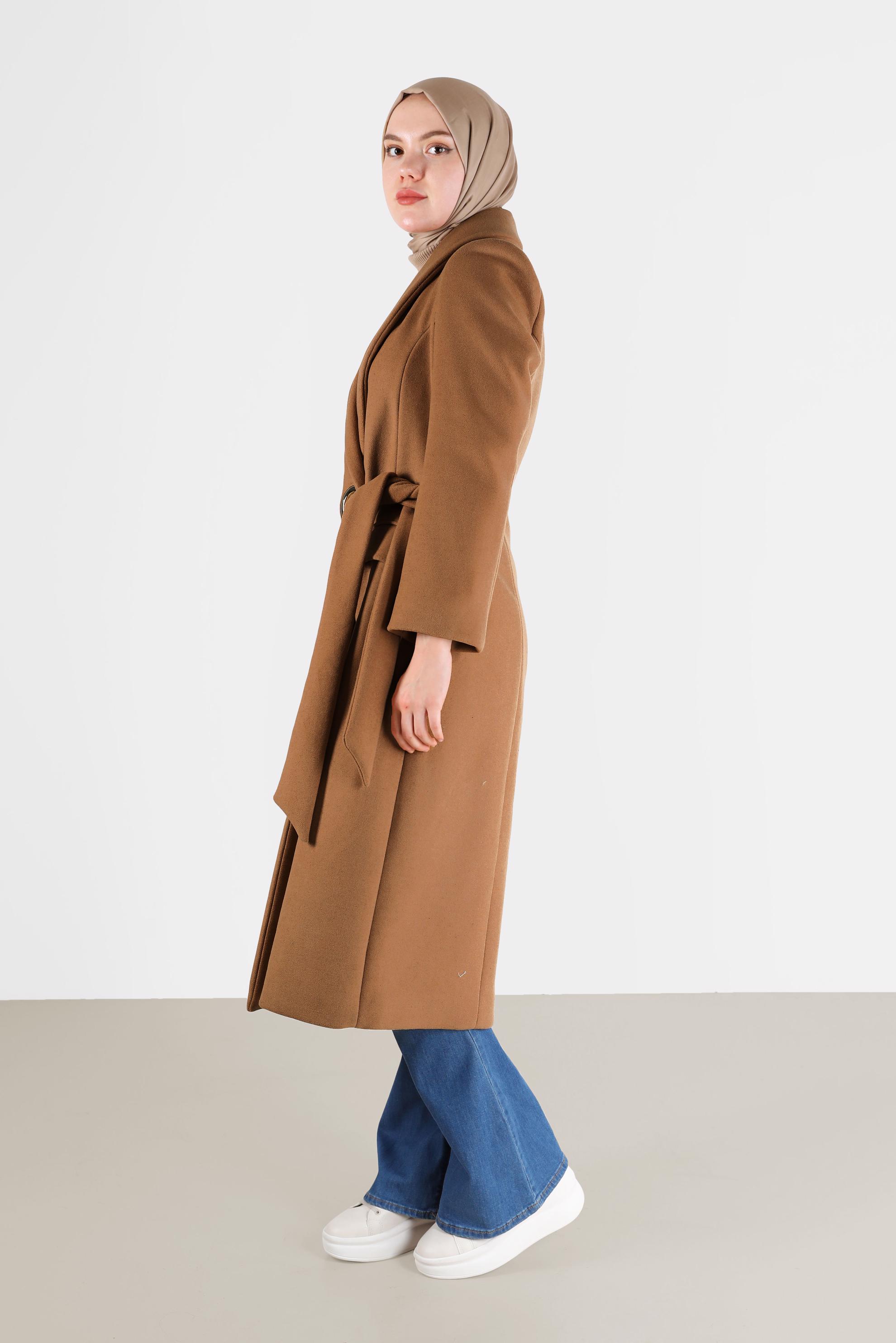 Hijab clothing TABA BELTED DOUBLE BREASTED COAT 90285 