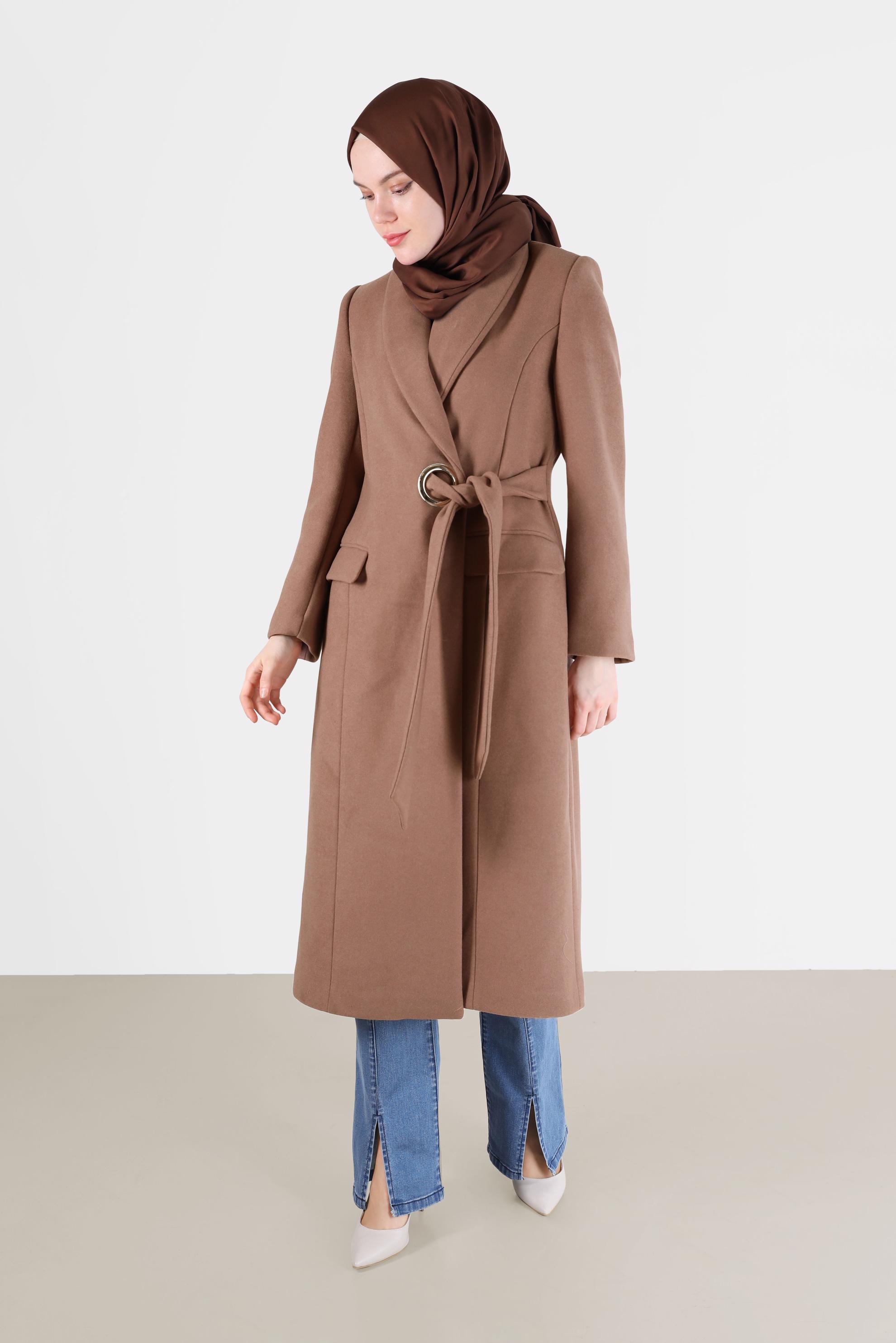 Vêtements hijab VISON MANTEAU DOUBLE BOUTONNAGE À CEINTURE 90285