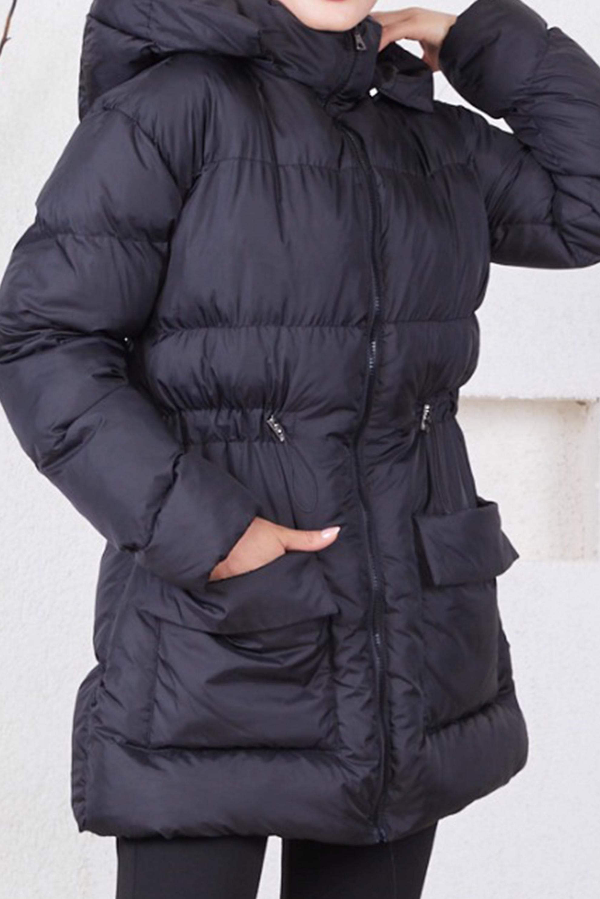 Vêtements hijab NOIR MANTEAU REMBOURRÉ TAILLE FRONCÉE AVEC POCHE 90286