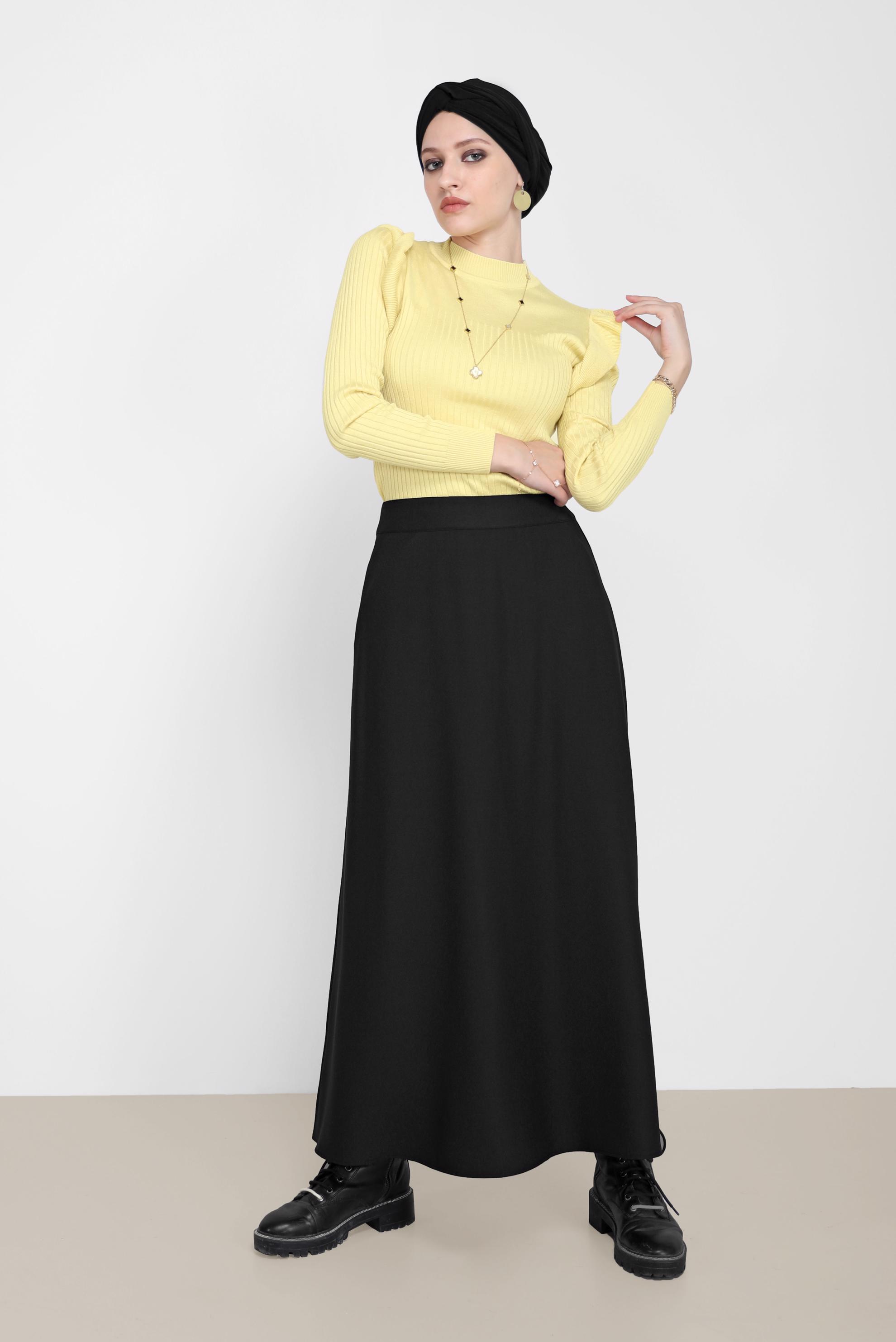 Hijab clothing YELLOW RUFFLE DETAIL KNITWEAR SWEATER 42069 