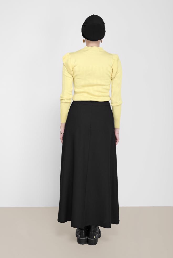 Hijab clothing YELLOW RUFFLE DETAIL KNITWEAR SWEATER 42069  - ALVİNA