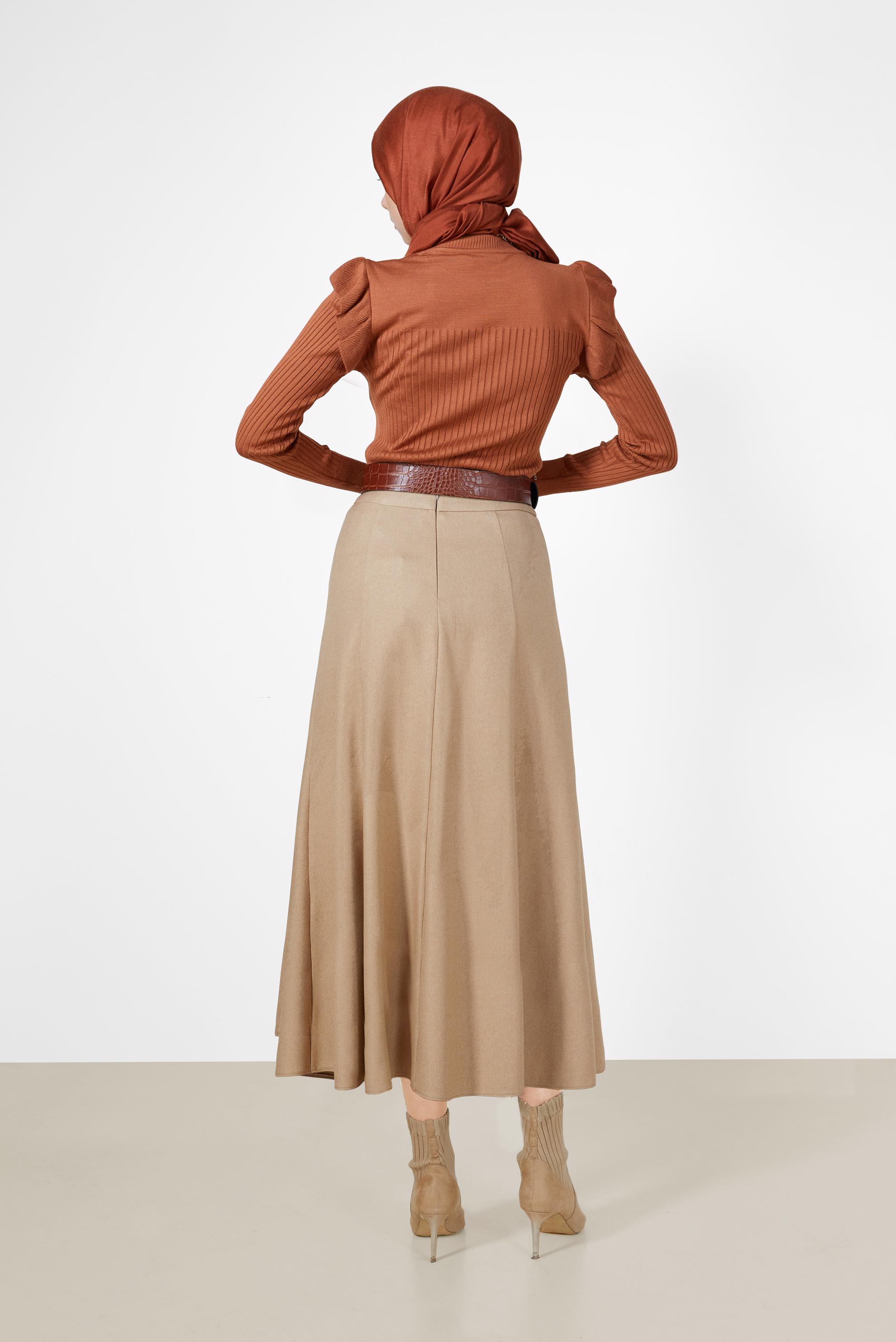 Vêtements hijab ORANGE PULL EN MAILLE À VOLANTS 42069