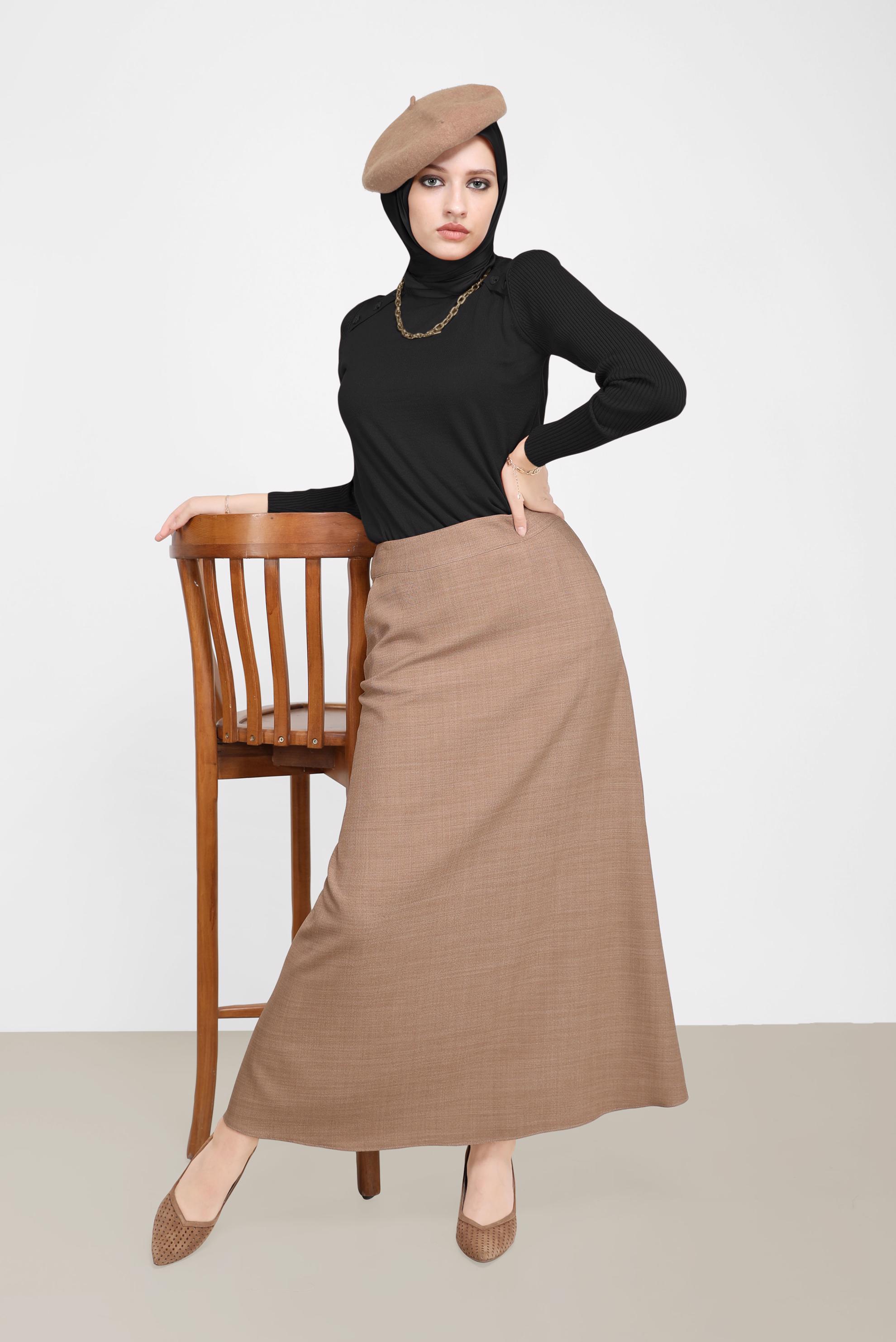 Tesettür giyim SİYAH DÜĞME DETAYLI TRİKO KAZAK 42070 