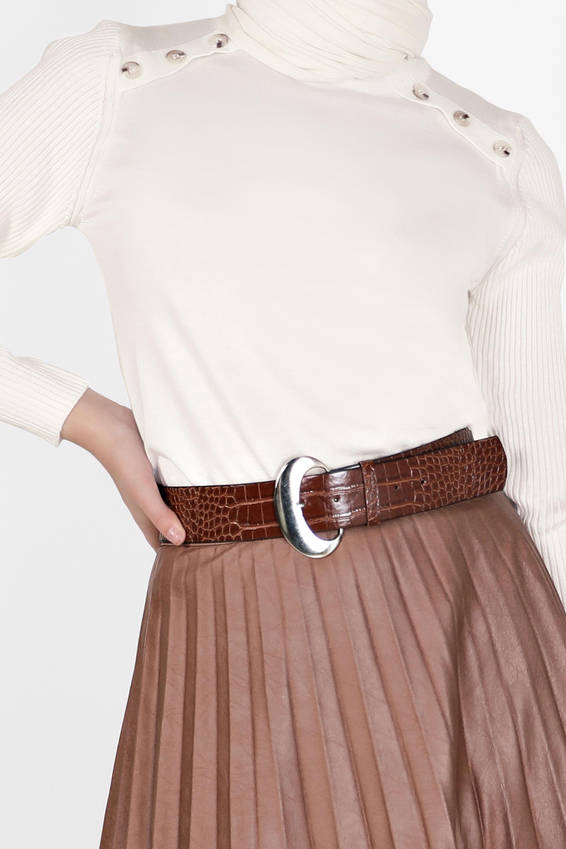 Tesettür giyim BEYAZ DÜĞME DETAYLI TRİKO KAZAK 42070 