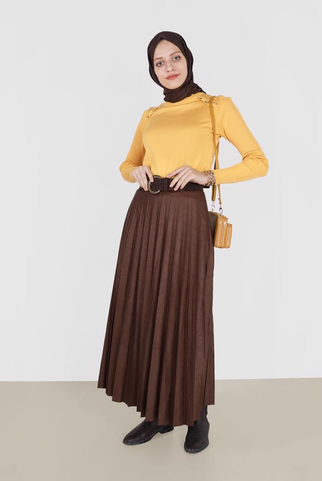 Vêtements hijab JAUNE PULL EN MAILLE À BOUTONS 42070 - ALVİNA