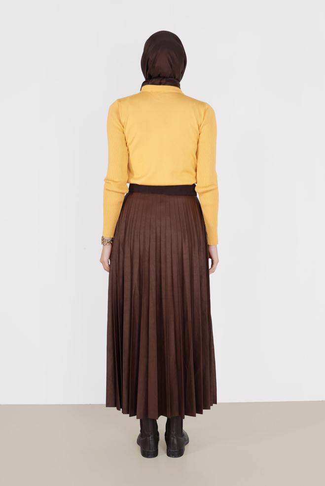 Vêtements hijab JAUNE PULL EN MAILLE À BOUTONS 42070 - ALVİNA