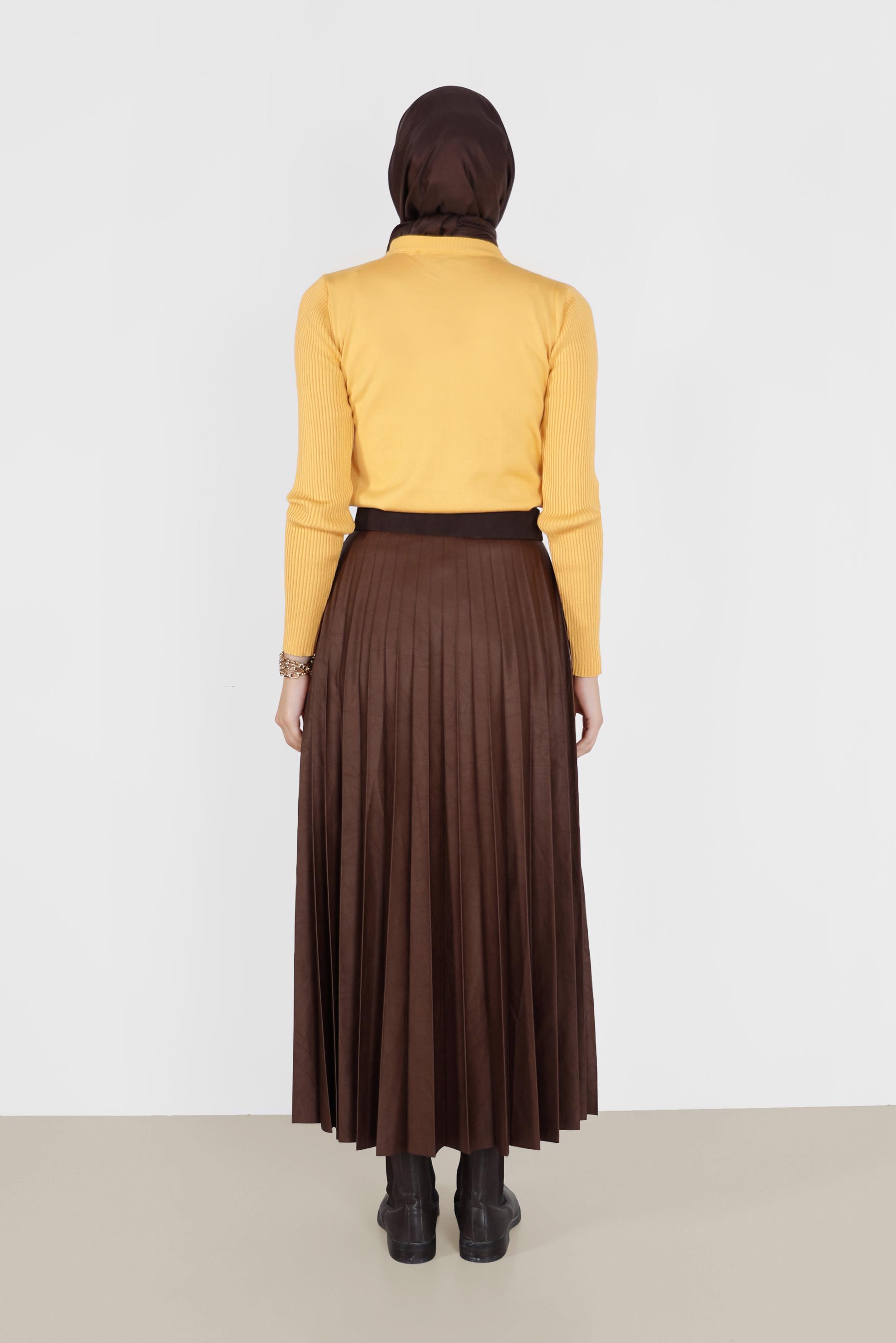 Tesettür giyim SARI DÜĞME DETAYLI TRİKO KAZAK 42070 