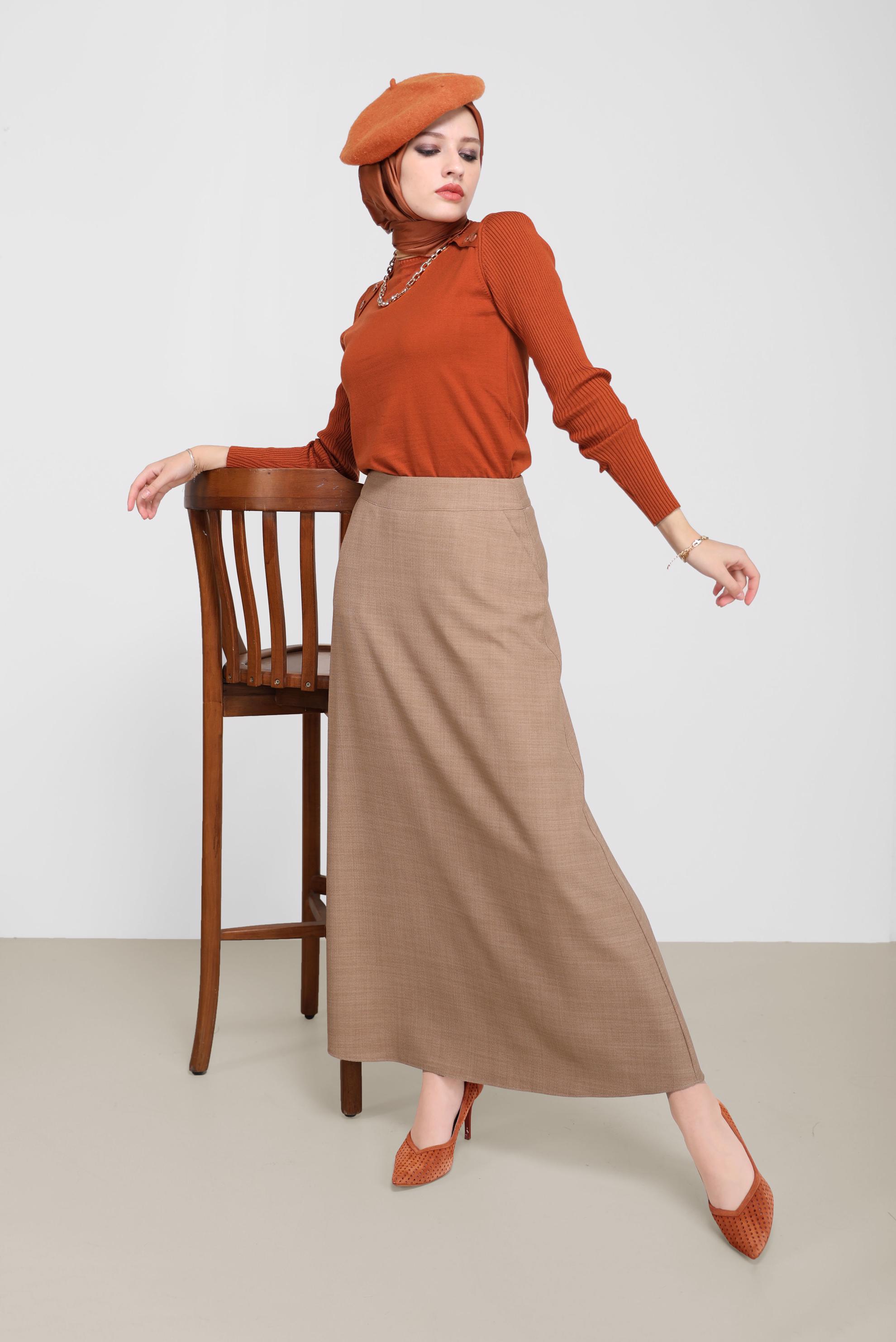 Vêtements hijab ORANGE PULL EN MAILLE À BOUTONS 42070