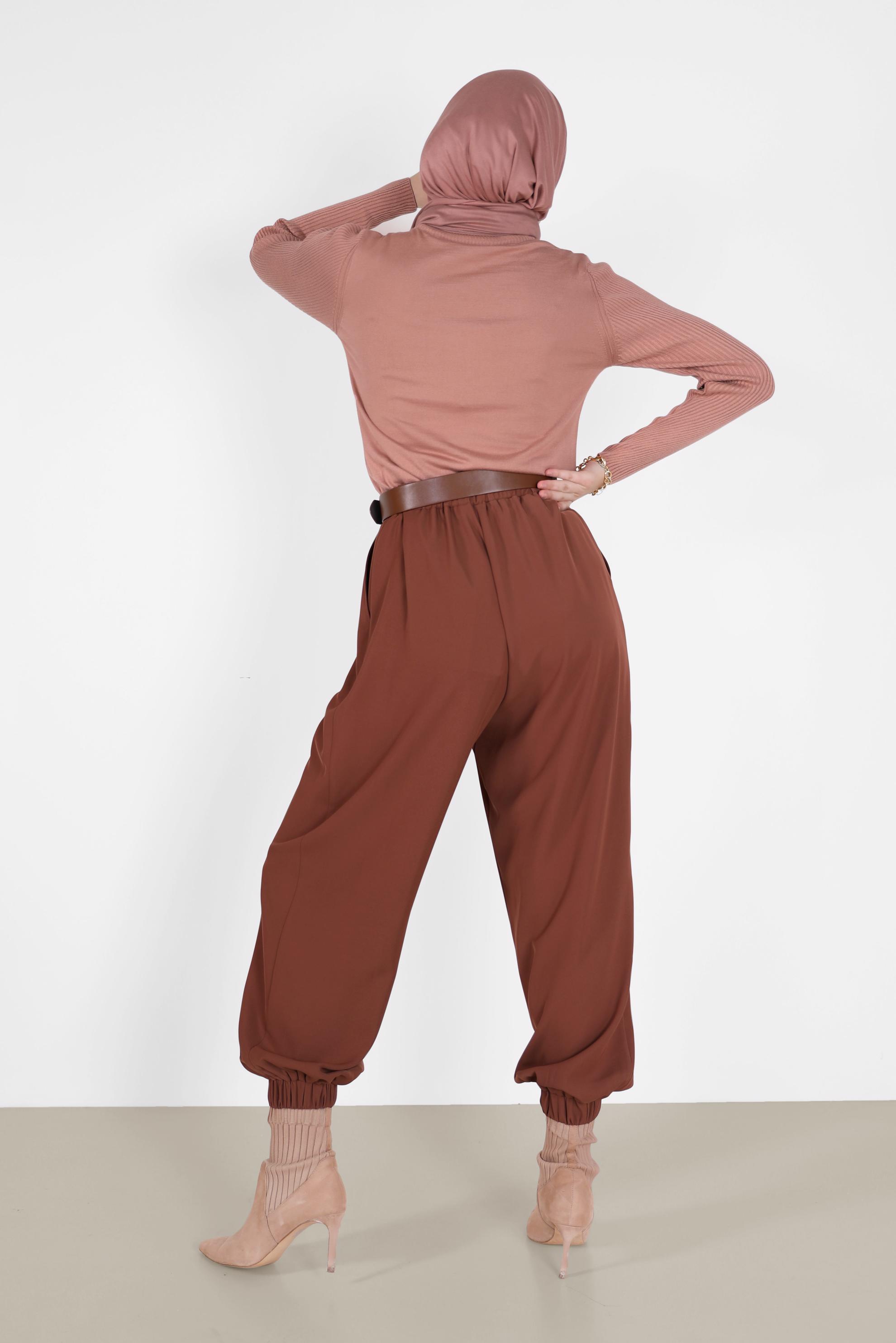 Tesettür giyim PUDRA DÜĞME DETAYLI TRİKO KAZAK 42070 