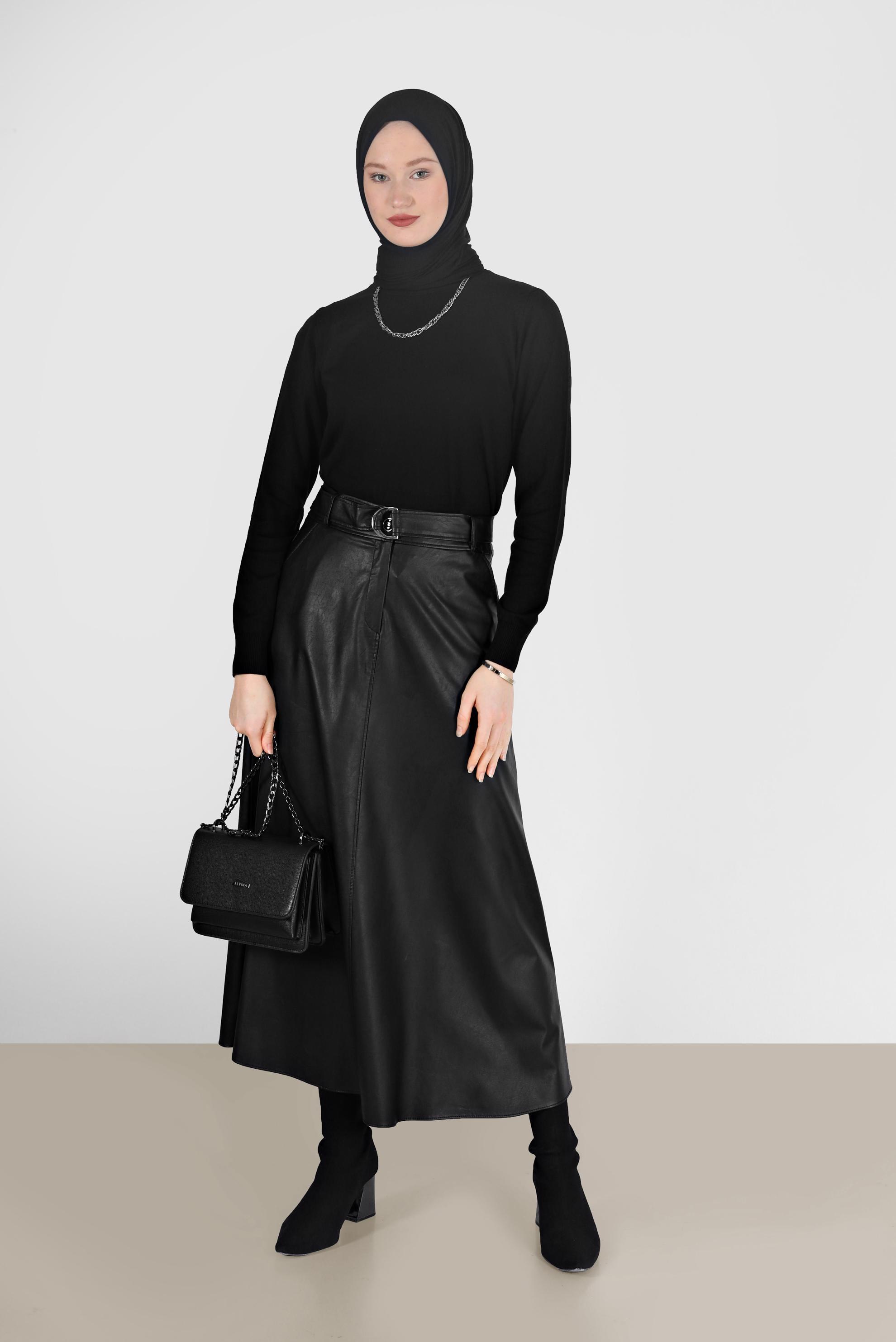 Hijab clothing BLACK BASIC KNITWEAR SWEATER 42072 