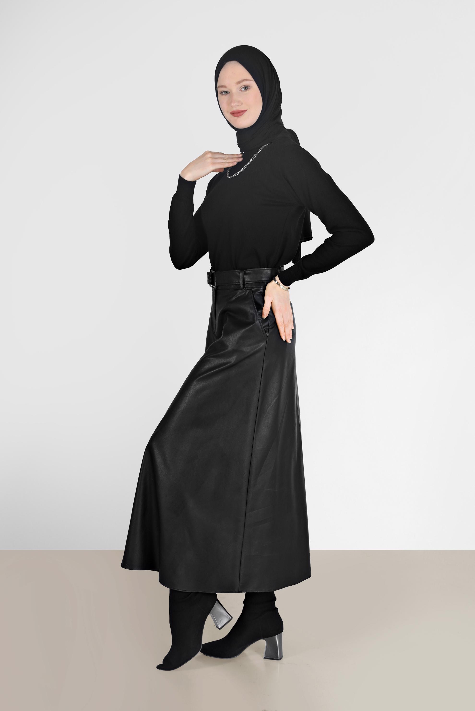 Hijab clothing BLACK BASIC KNITWEAR SWEATER 42072 