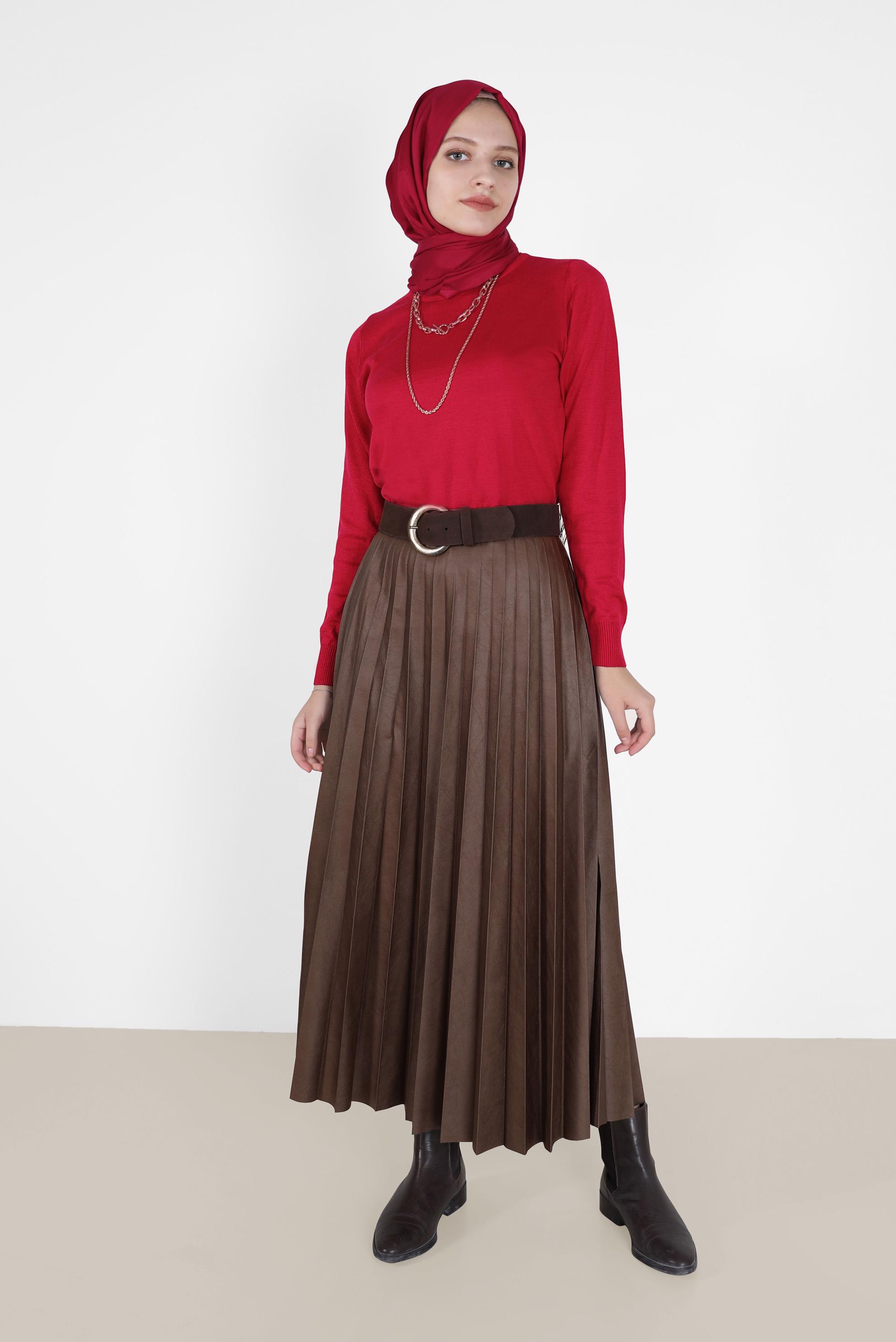 Hijab clothing RED BASIC KNITWEAR SWEATER 42072 