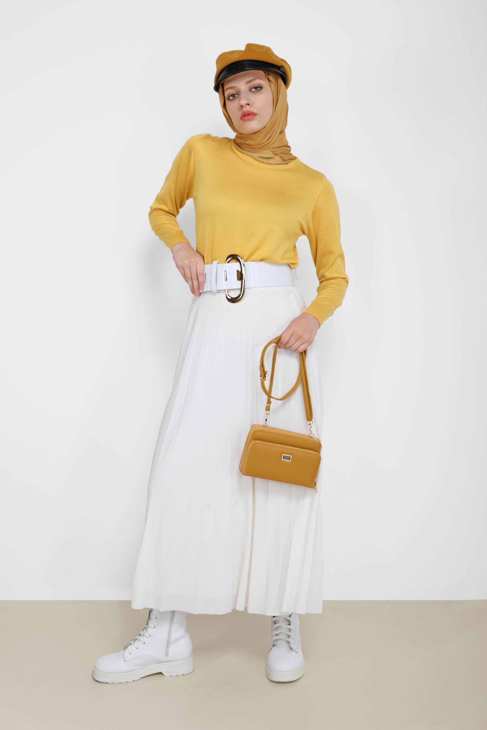 Hijab clothing YELLOW BASIC KNITWEAR SWEATER 42072 